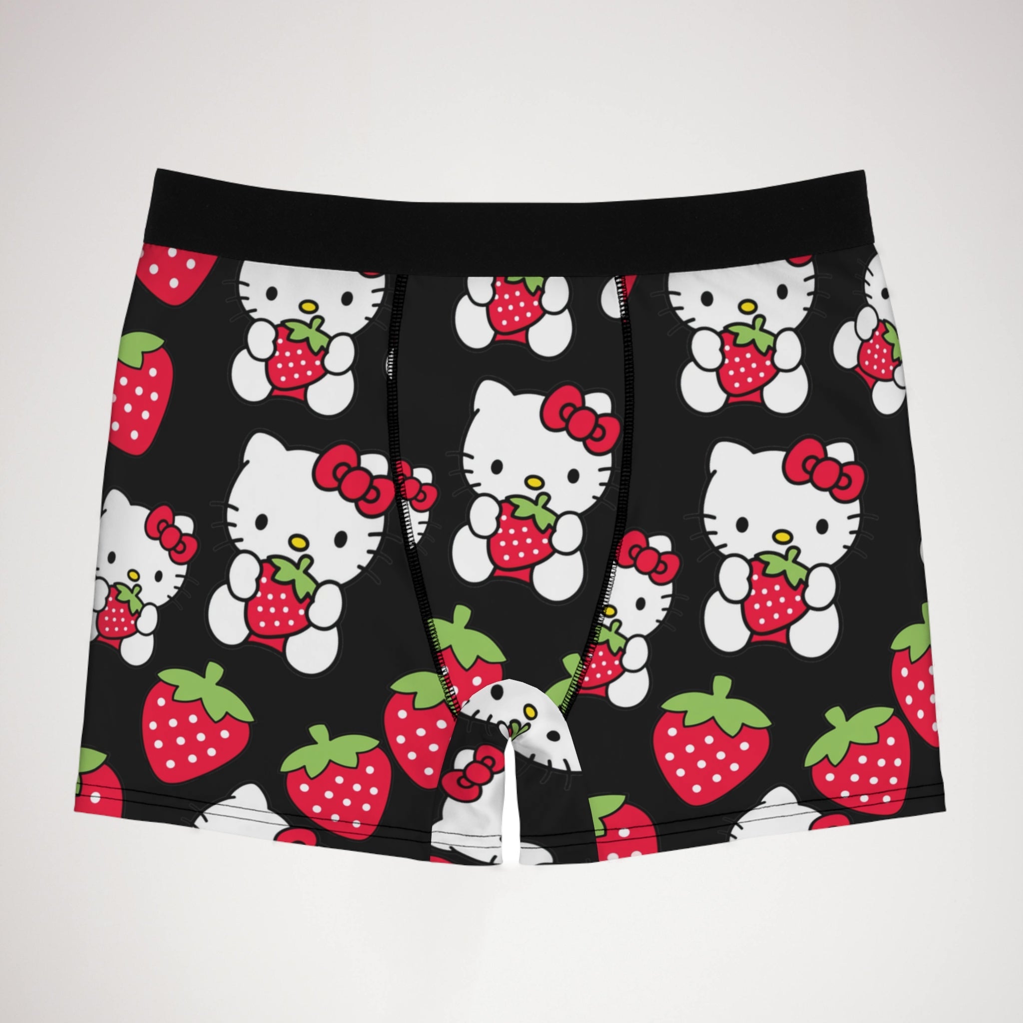 Men's boxer briefs kitty strawberry valentine love black