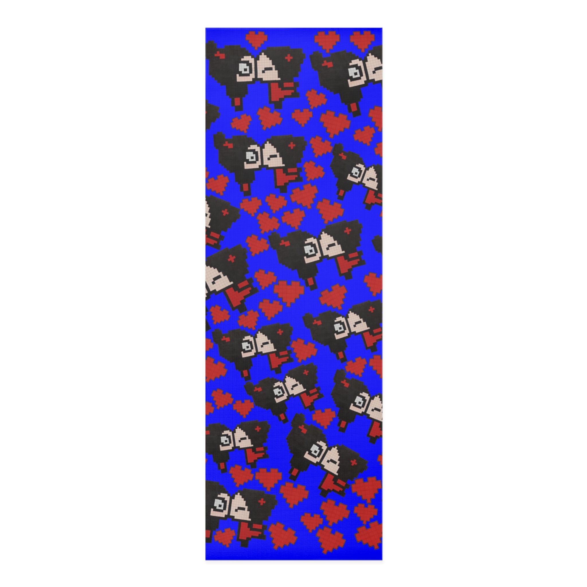 Foam yoga mat pixel pucca kiss heart blue