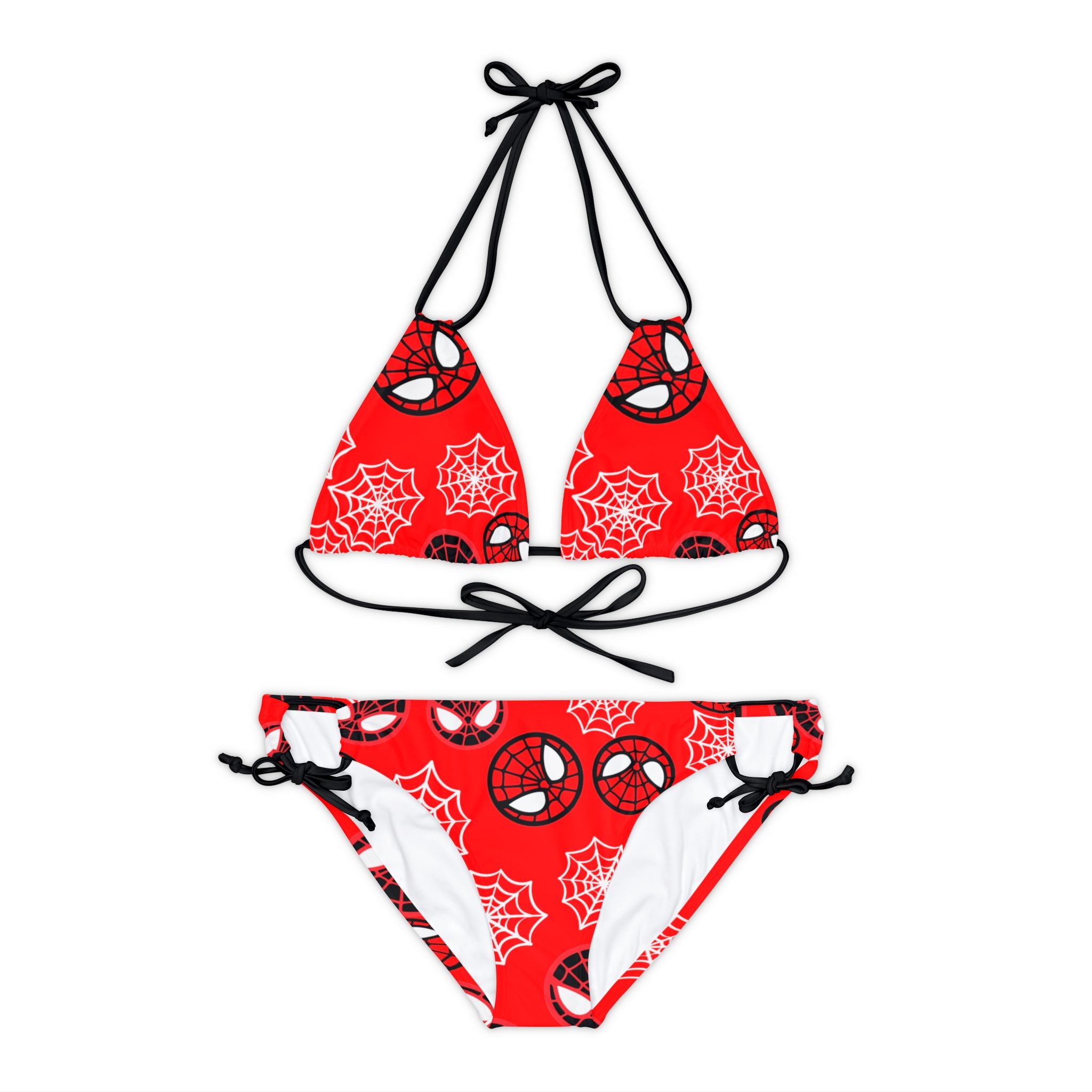 Strappy bikini set spider circle web red