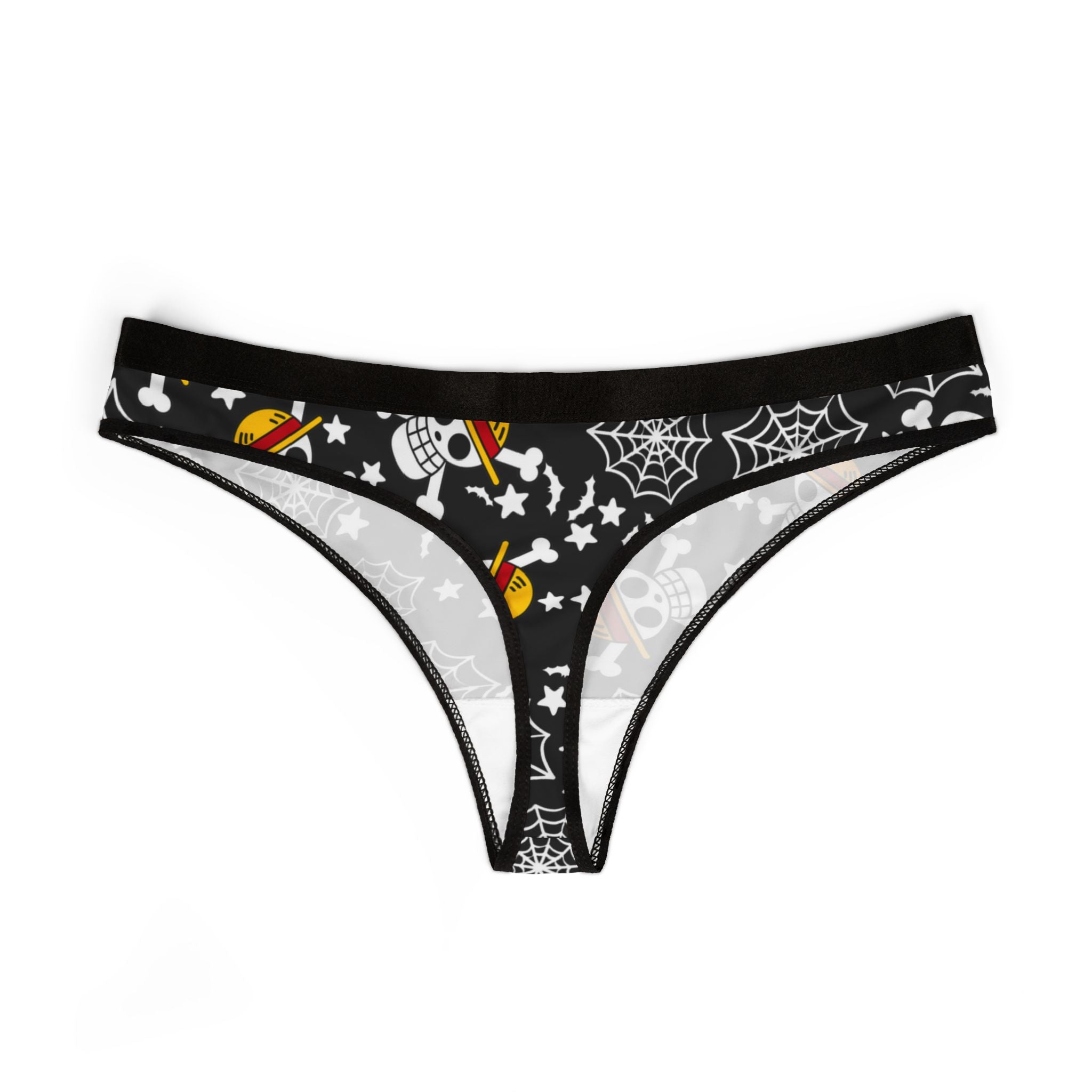 Women's thongs skull anime bats pumpkin halloween black