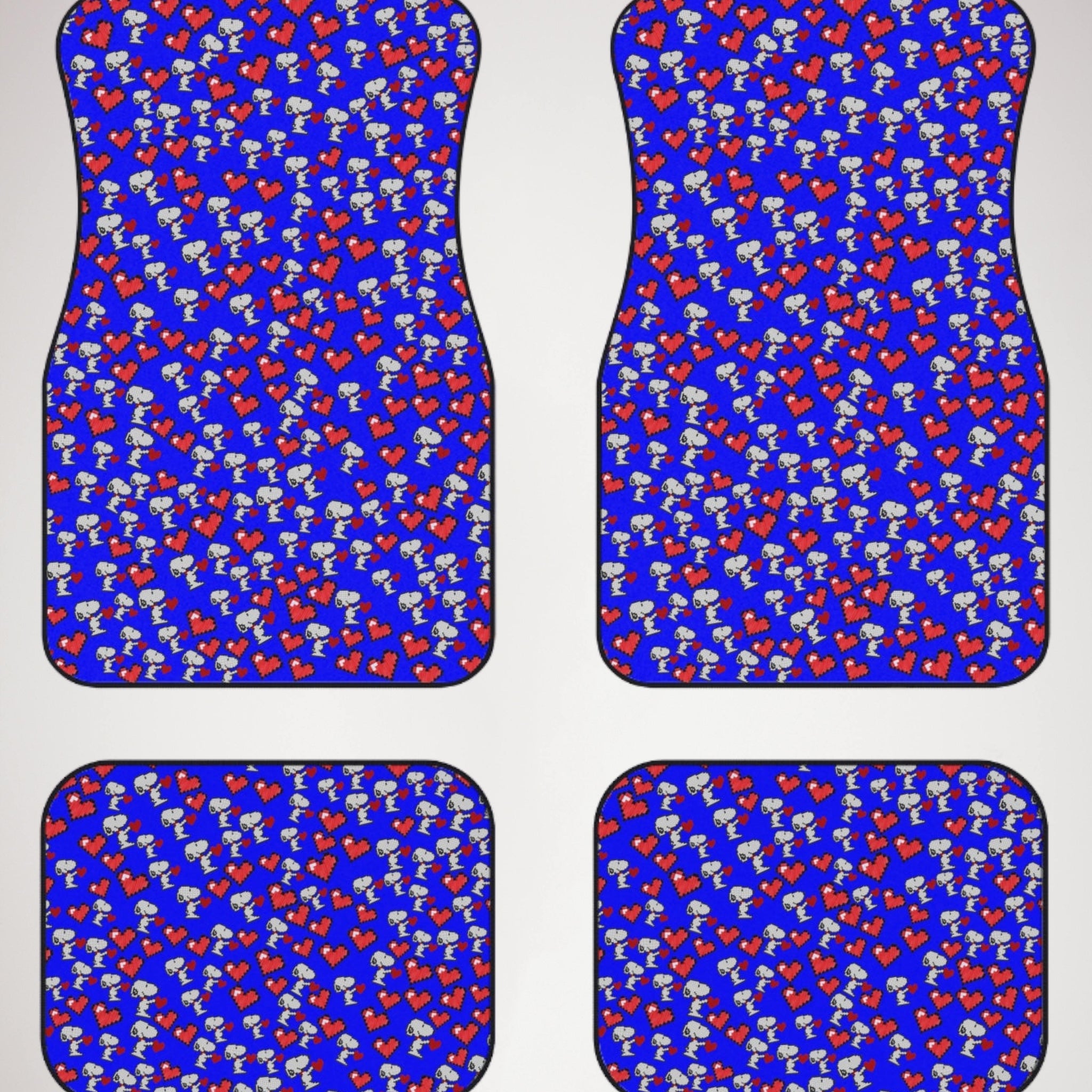 Car mats (set of 4) snoopy hearts valentine blue