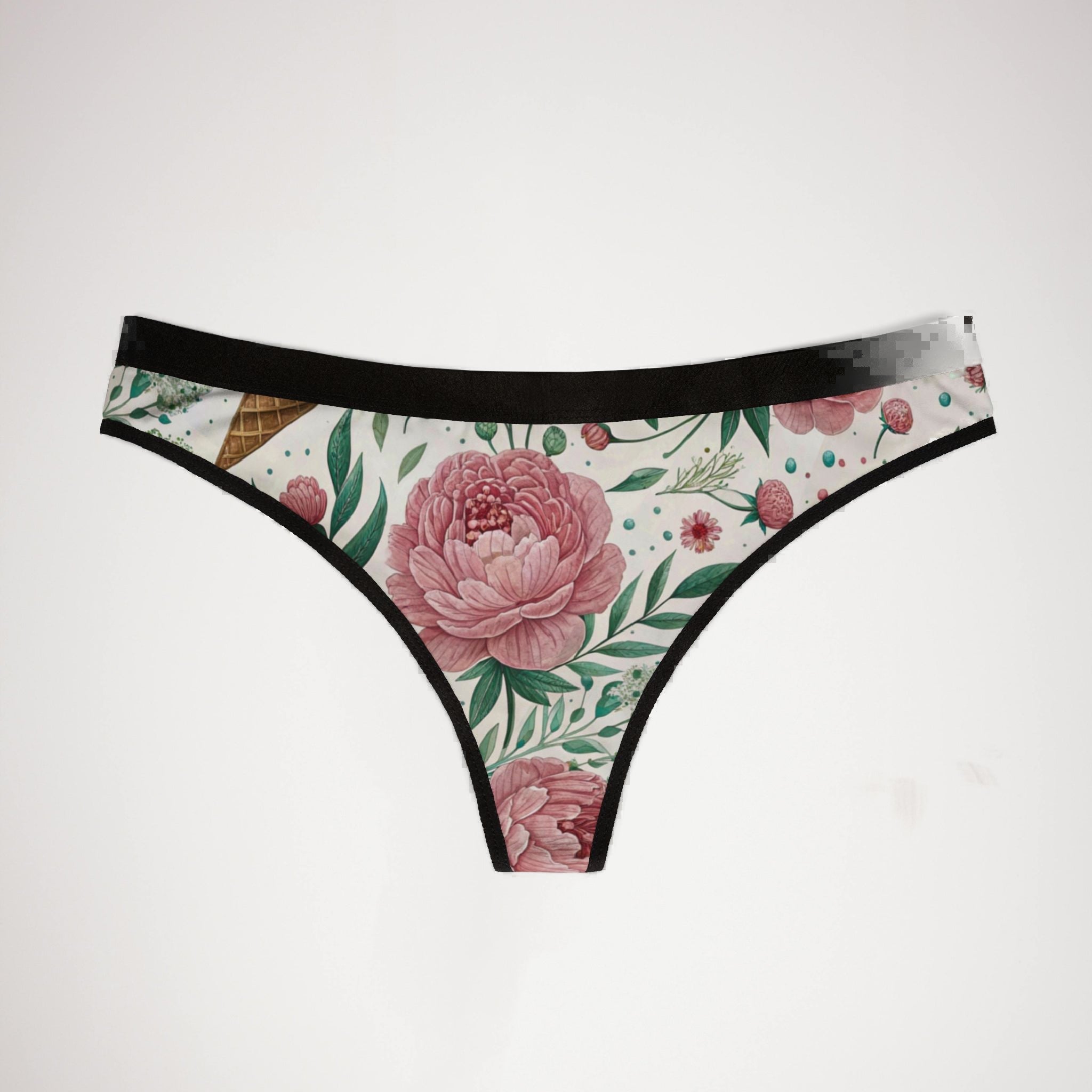 Women's thongs floral ice cream