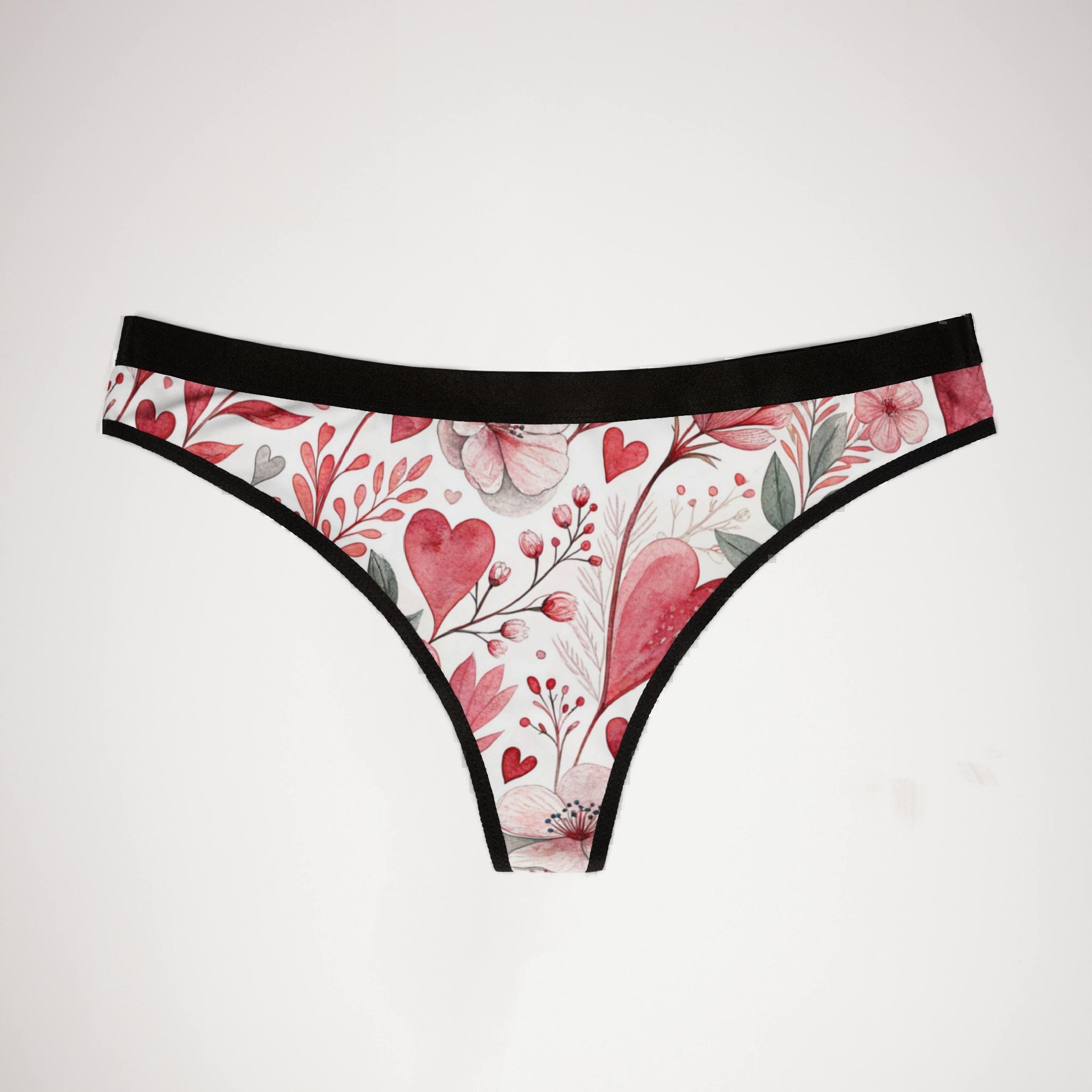 Women's thongs romantic watercolor wedding anniversary