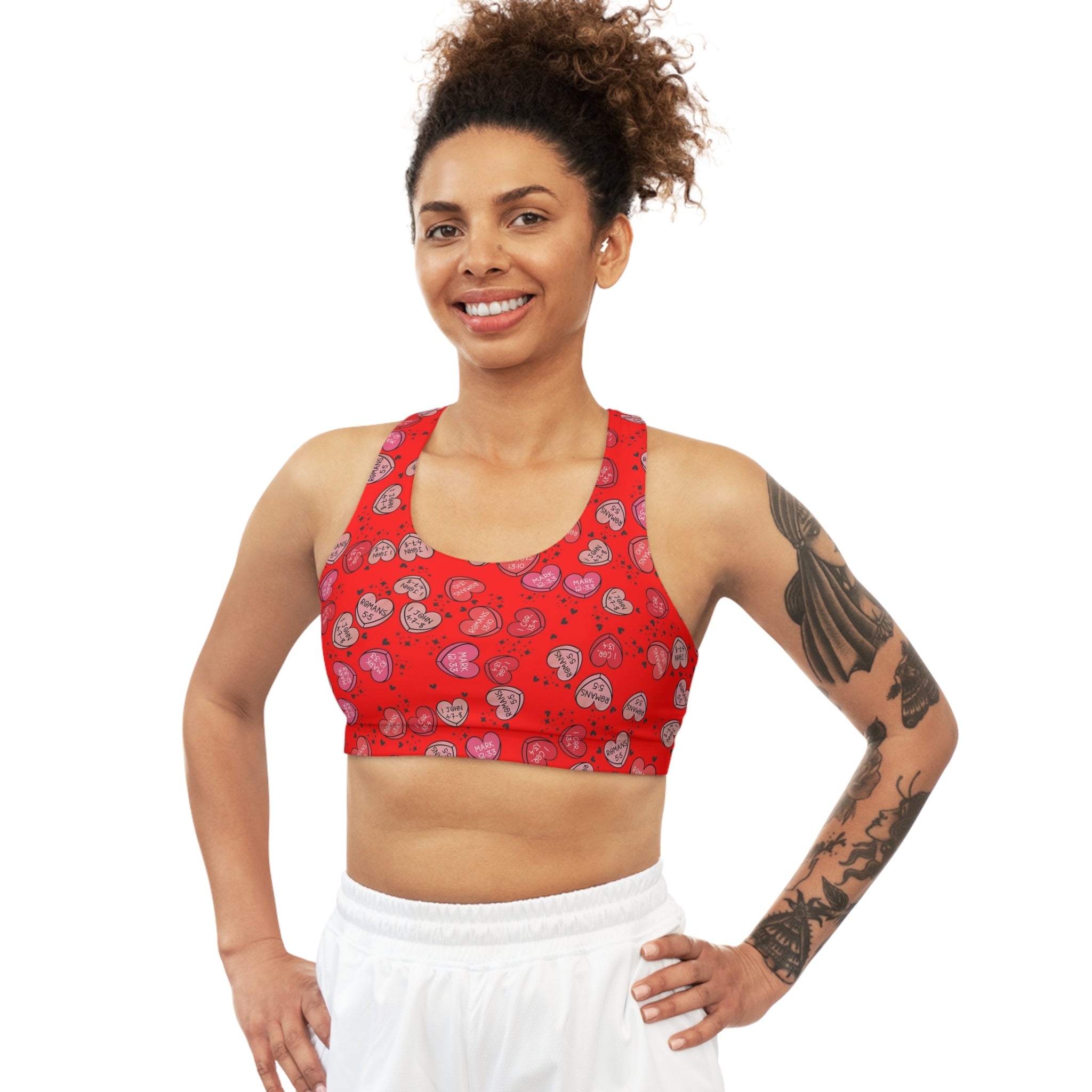 Sports bra christian valentine sweet hearts red