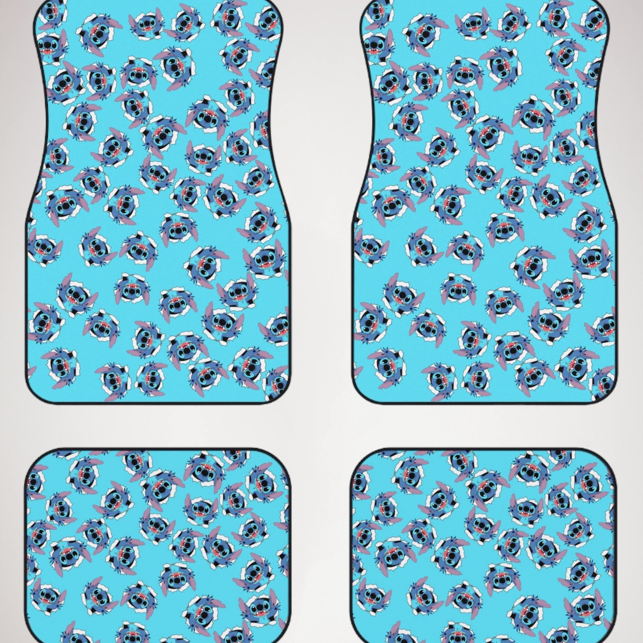 Car mats (set of 4) stitch cyan