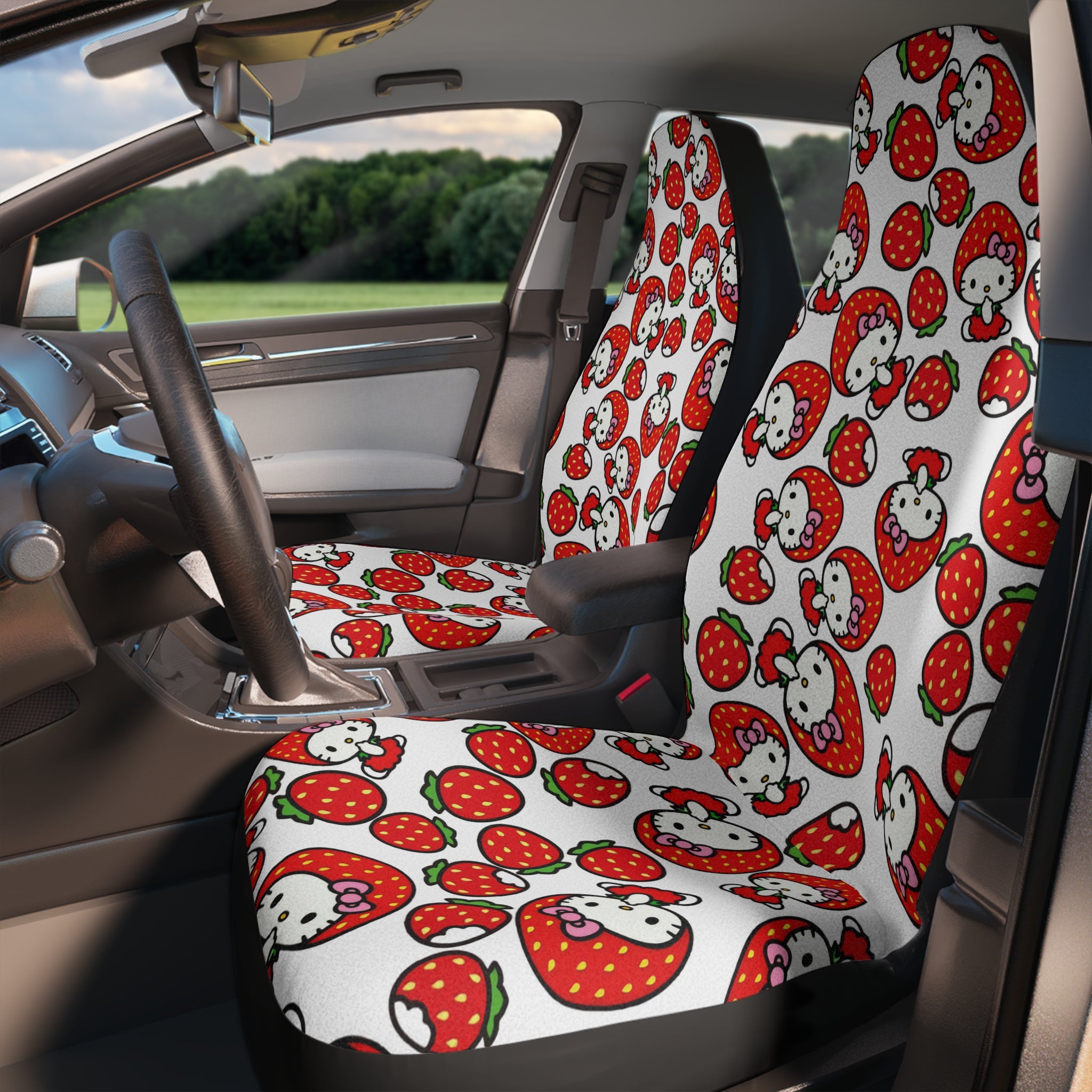 Car seat covers kitty strawberry valentine white