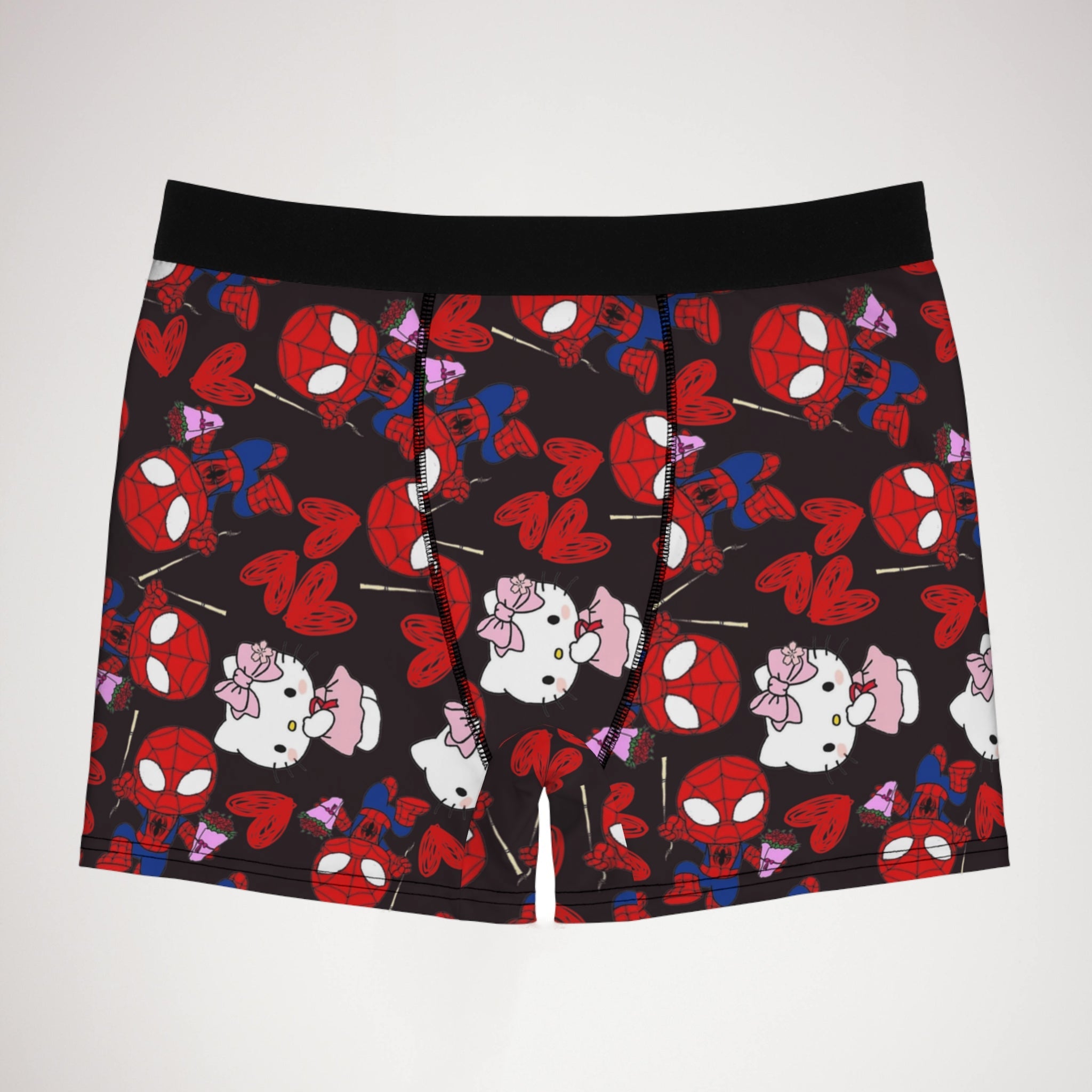 Men's boxer briefs spider kitty flower black