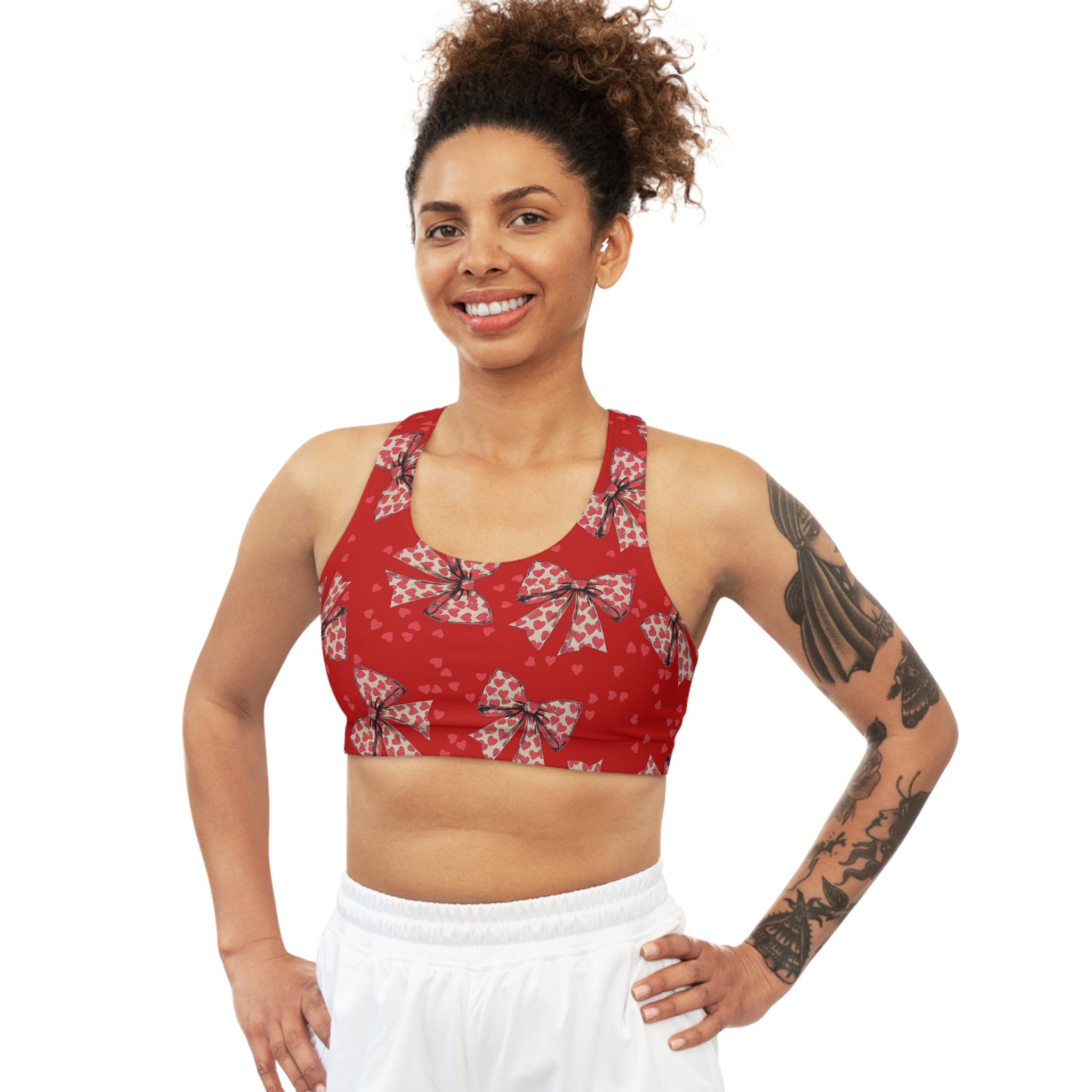 Sports bra valentine s day heart coquette bow red