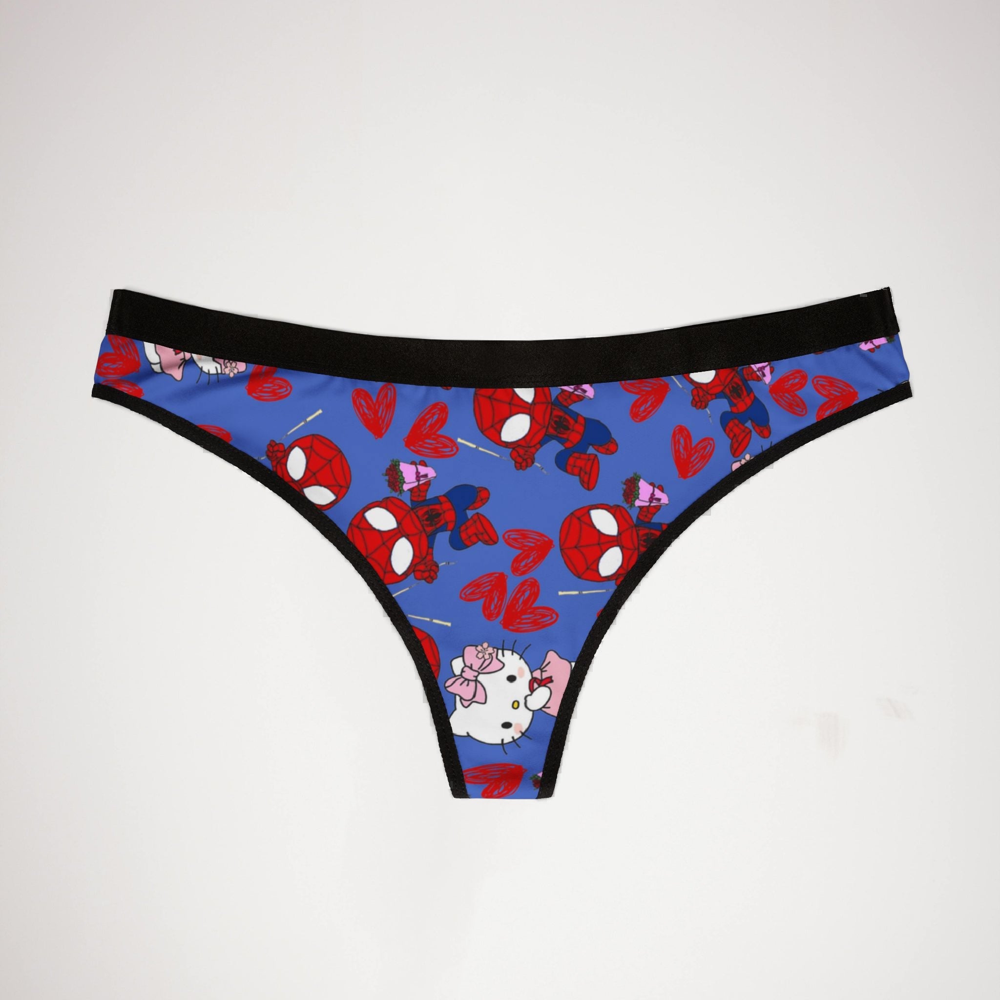 Women's thongs spider kitty flower cyan