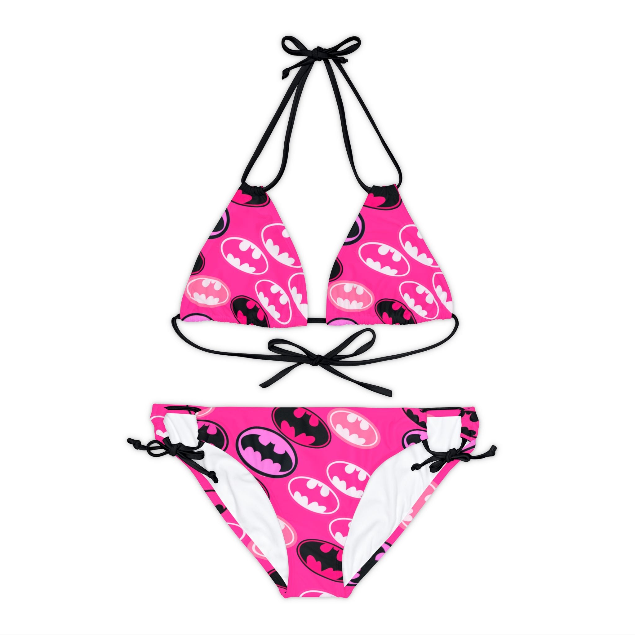 Strappy bikini set batman rose valentine love pink