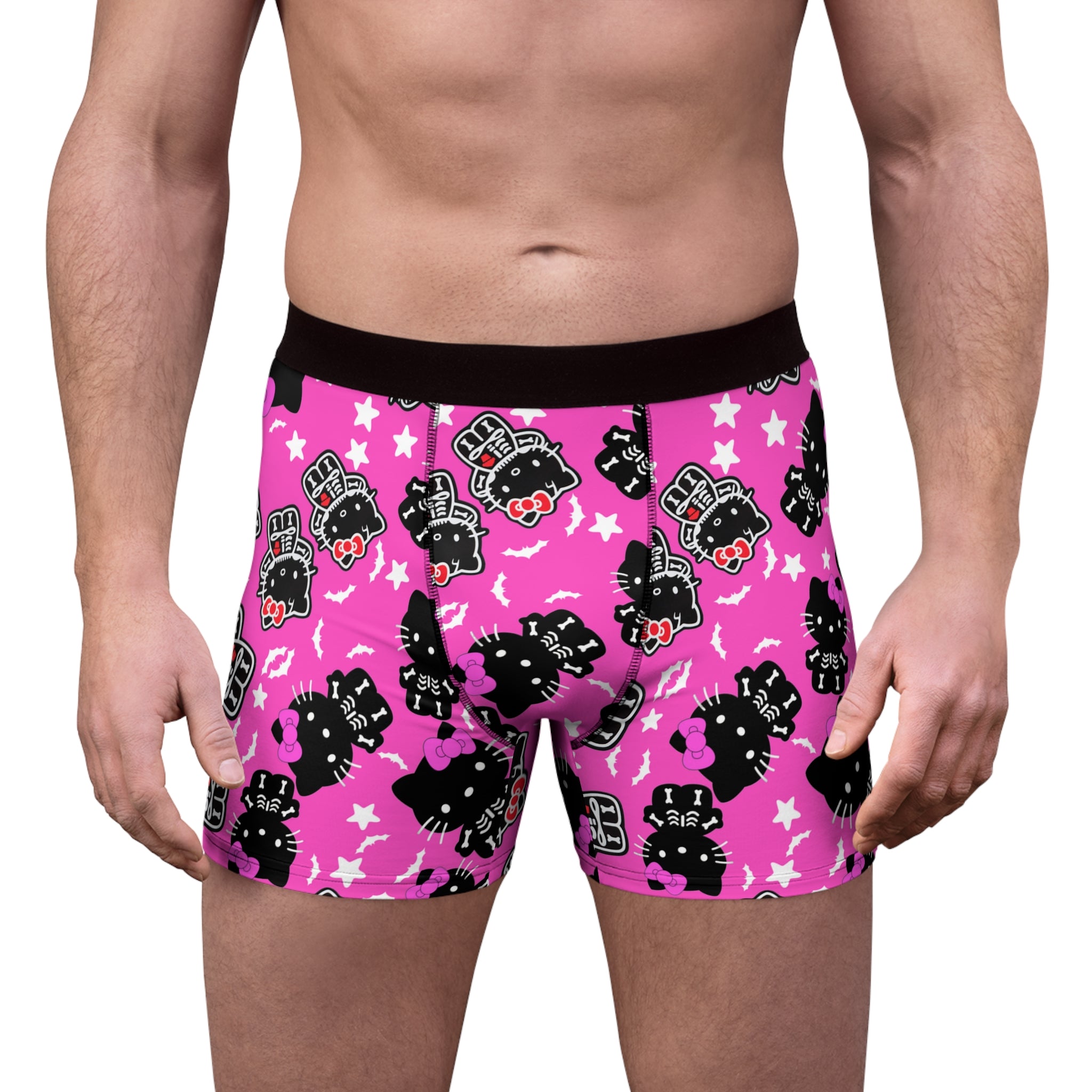 Men's boxer briefs kitty halloween bones pink