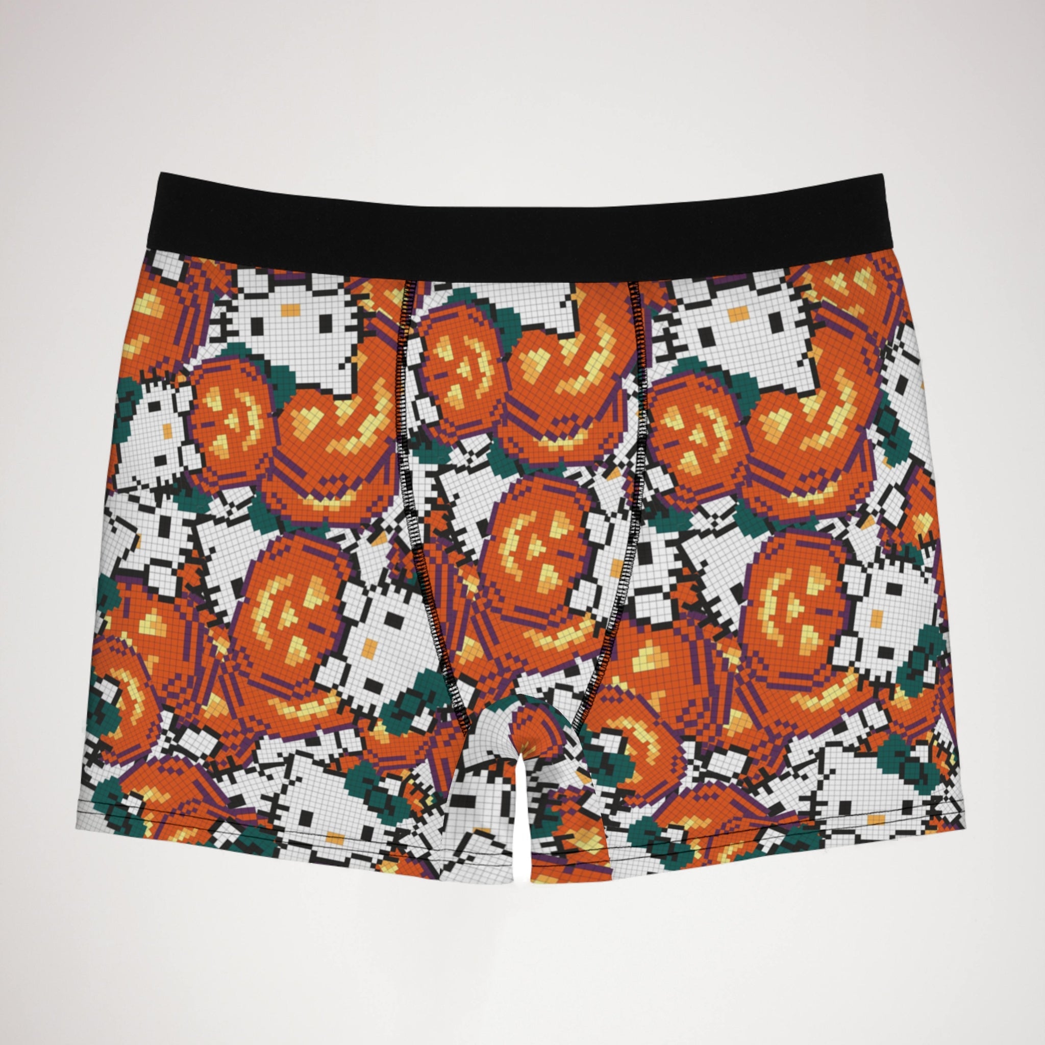 Men's boxer briefs kitty pumpkin Halloween pixel nature