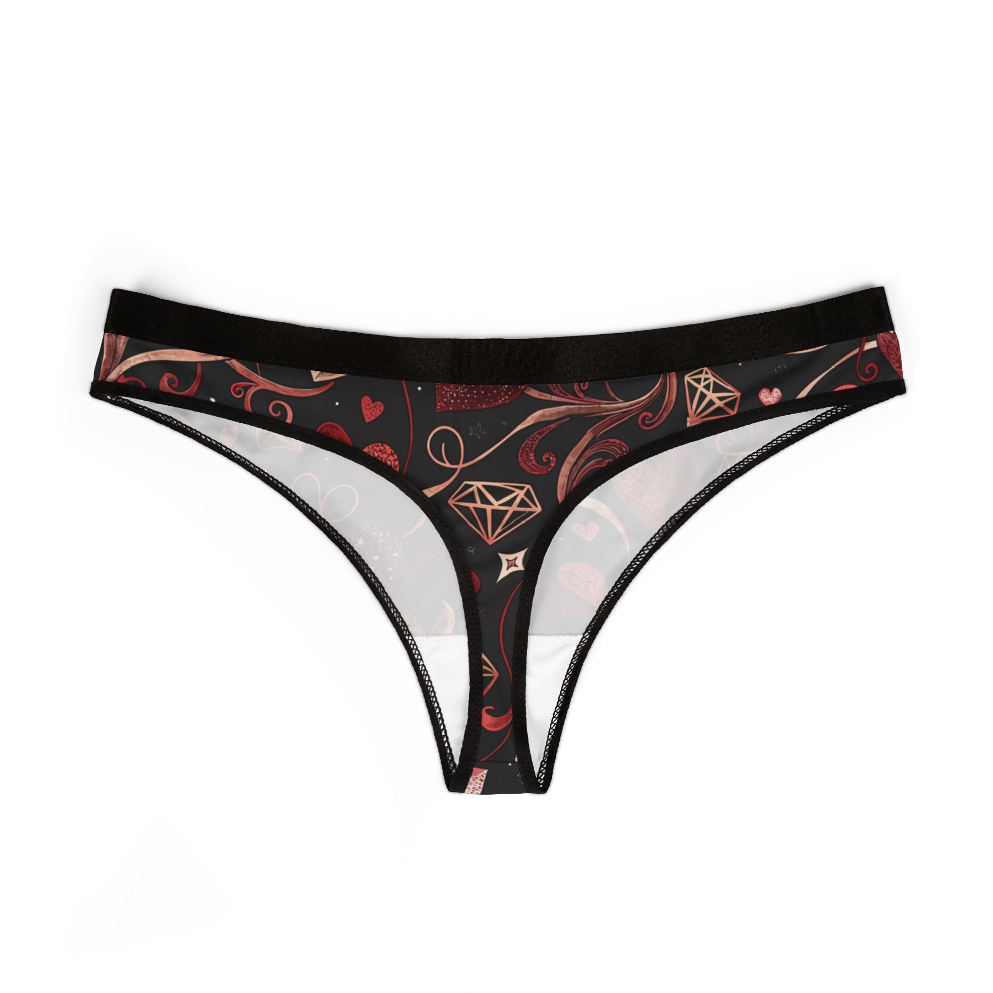 Women's thongs valentine heart retro