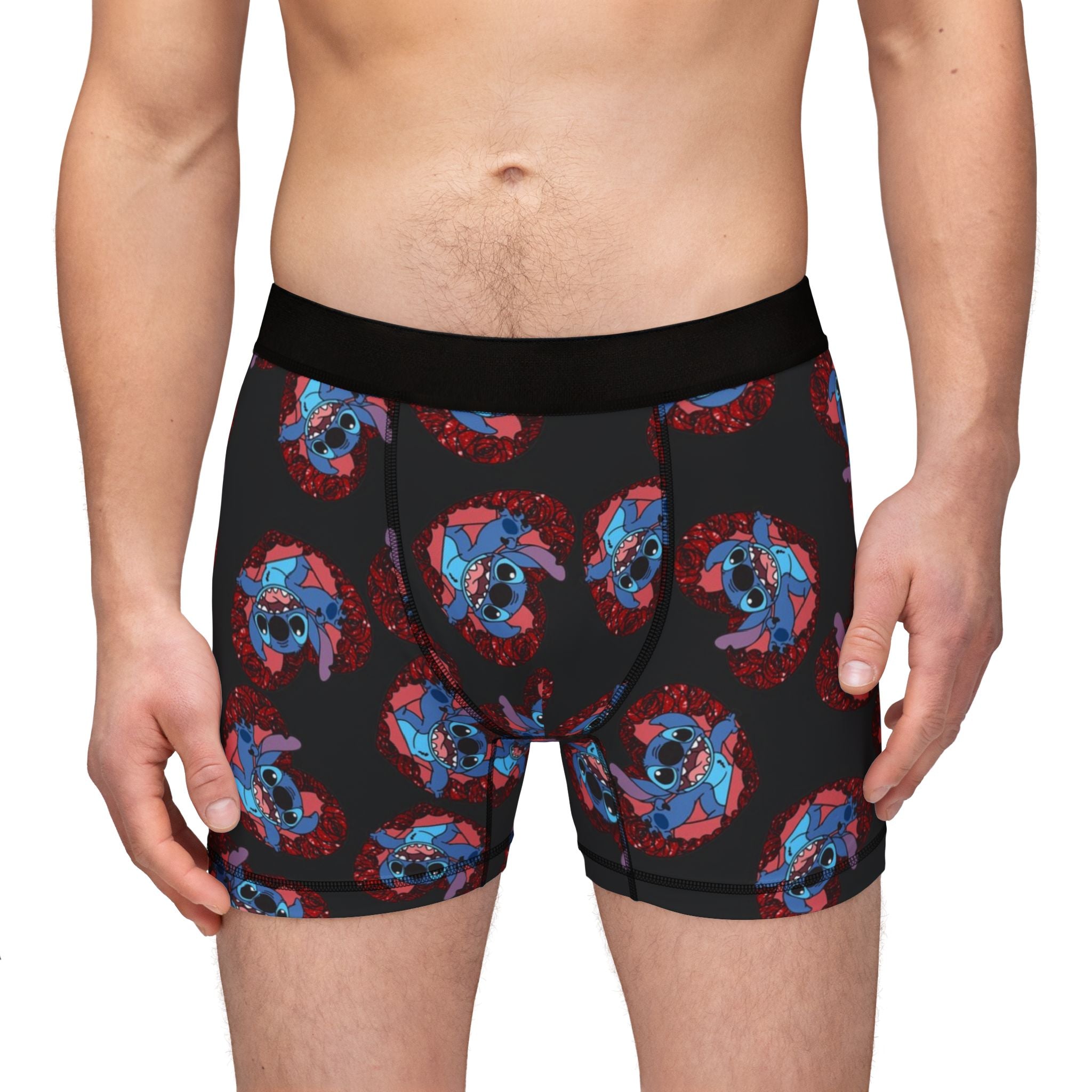 Men's boxers stitch valentine heart black