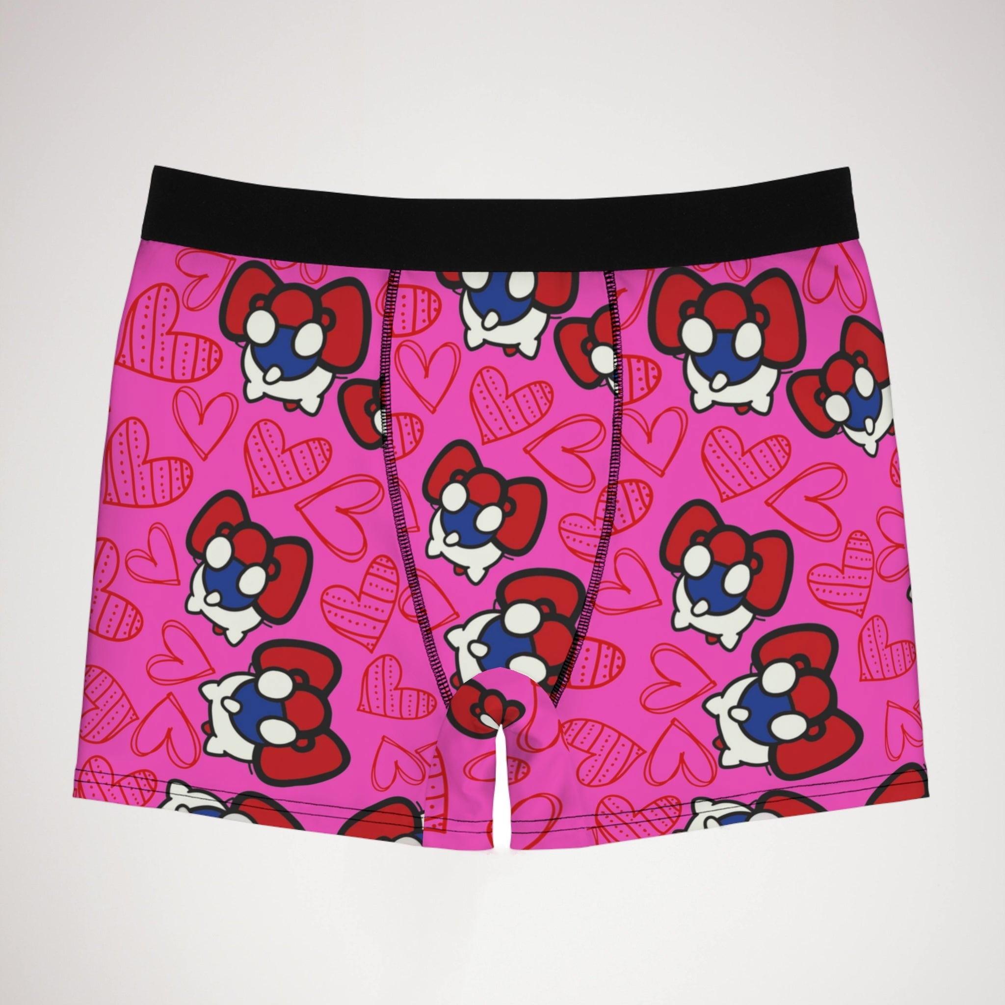 Men's boxer briefs cherry kitty back heart pink