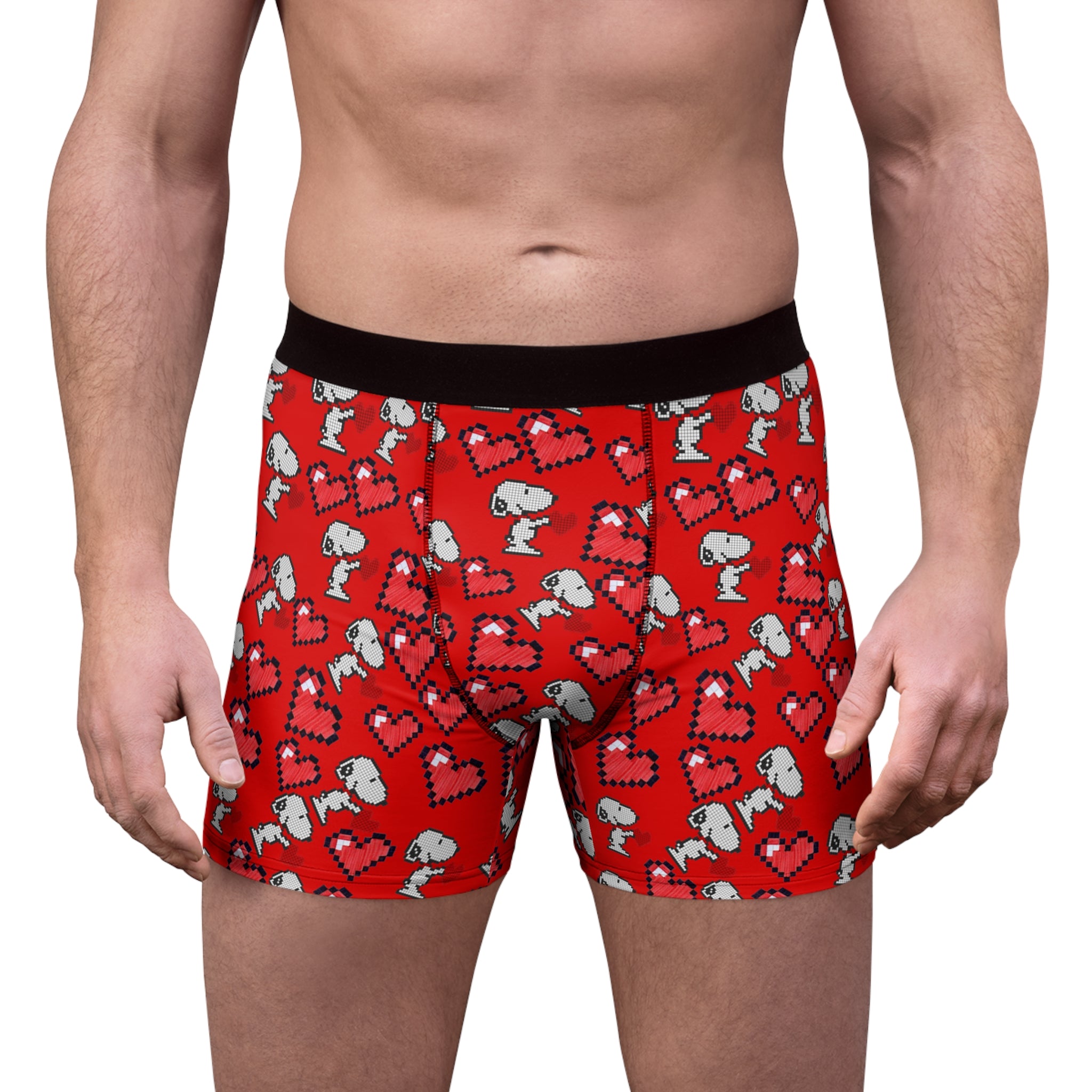 Men's boxer briefs snoopy hearts valentine red