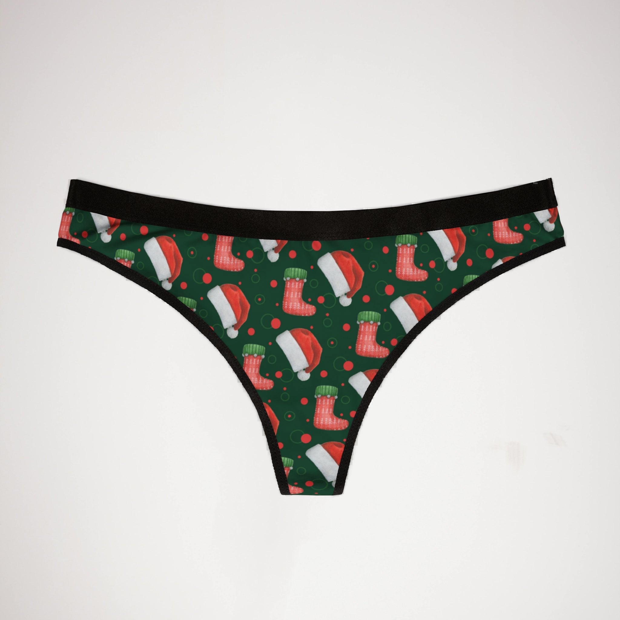 Women's thongs green christmas santa
