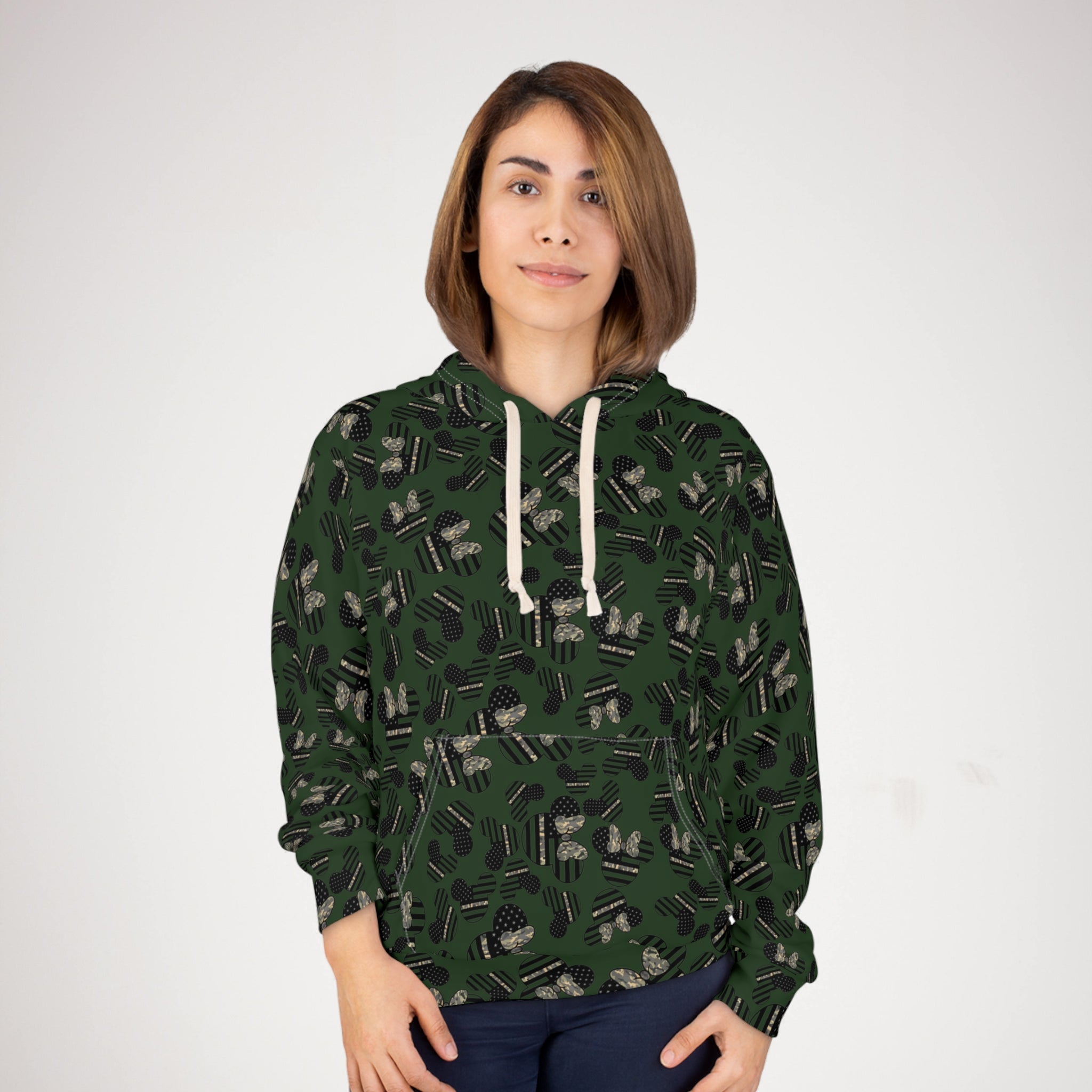 Unisex pullover hoodie veterans day mickey minnie green