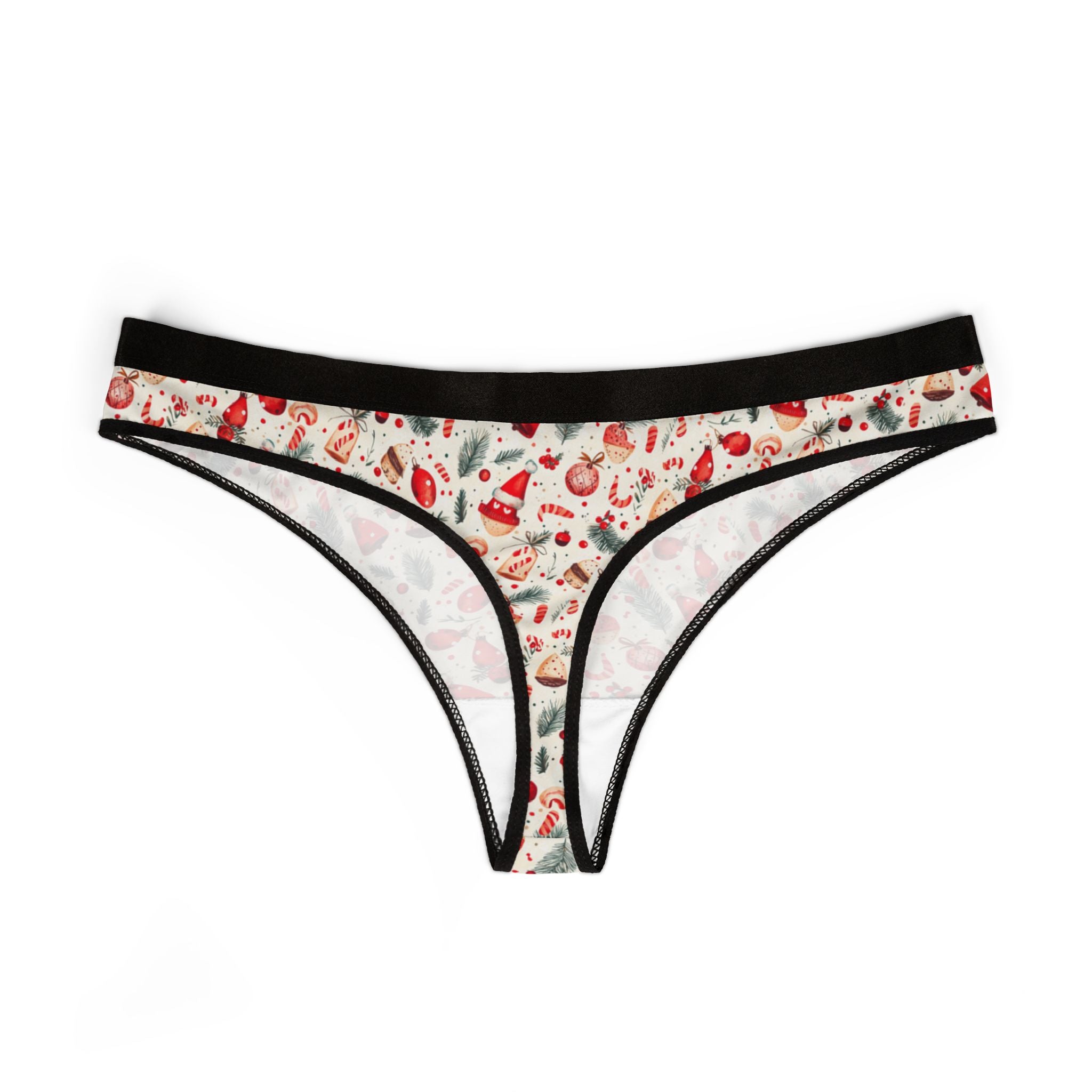 Women's thongs red coquette christmas one