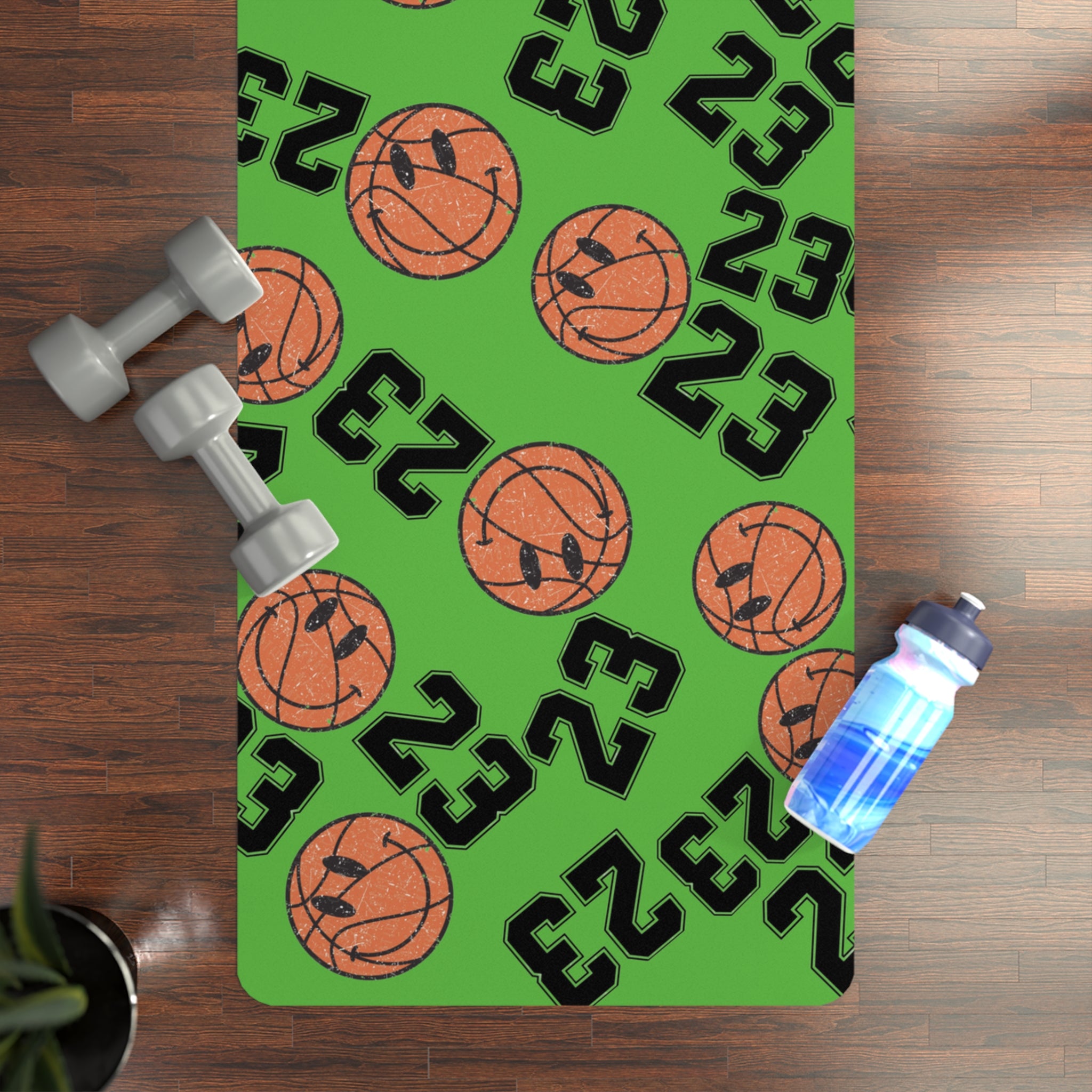 Rubber yoga mat number   basketball green