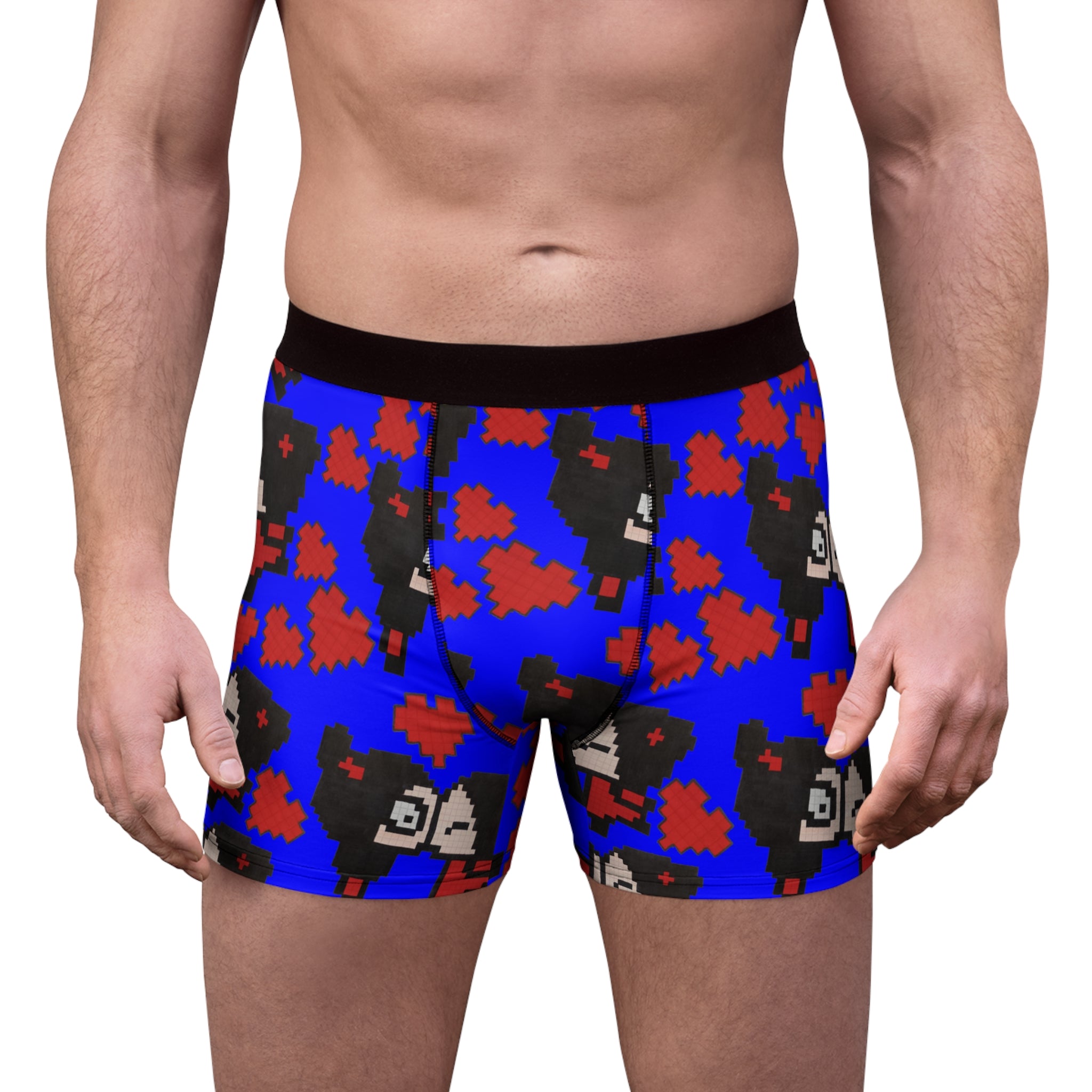 Men's boxer briefs pixel pucca kiss heart blue