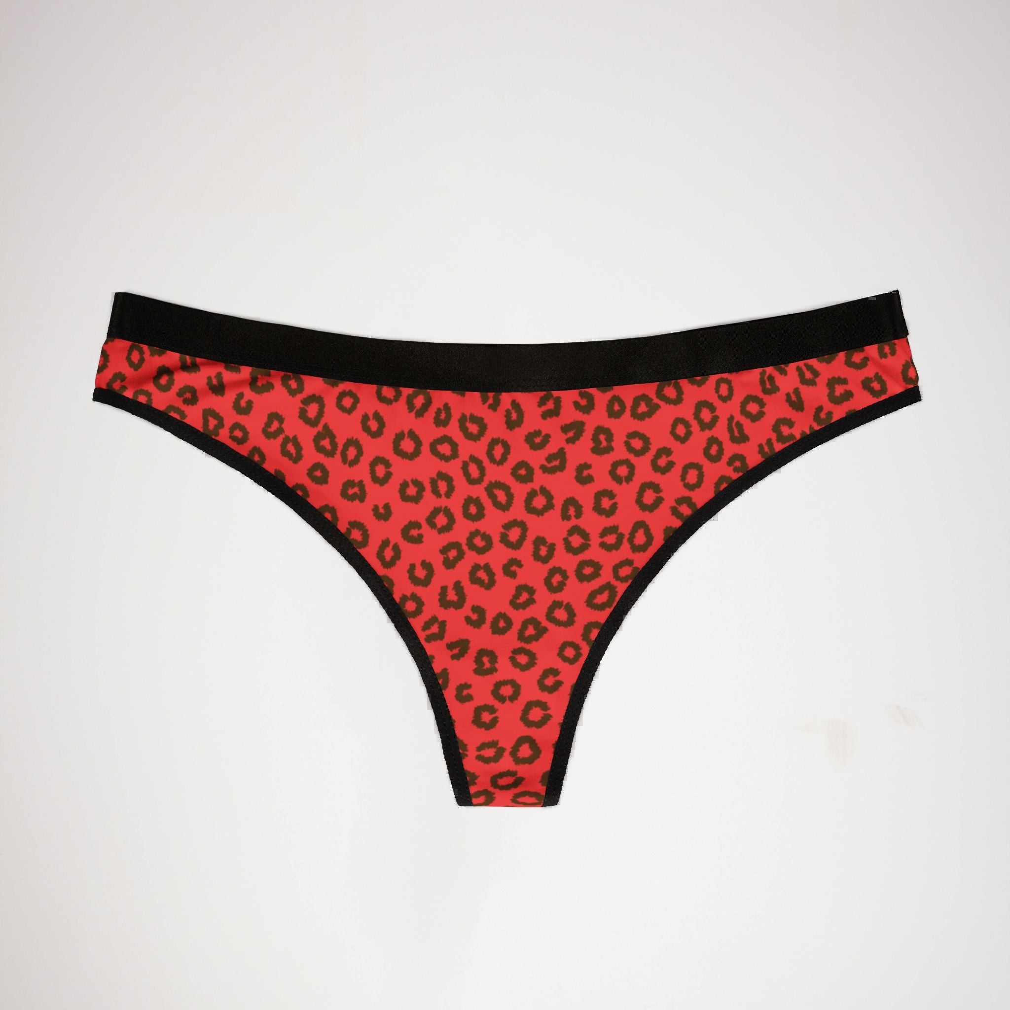 Women's thongs red leopard