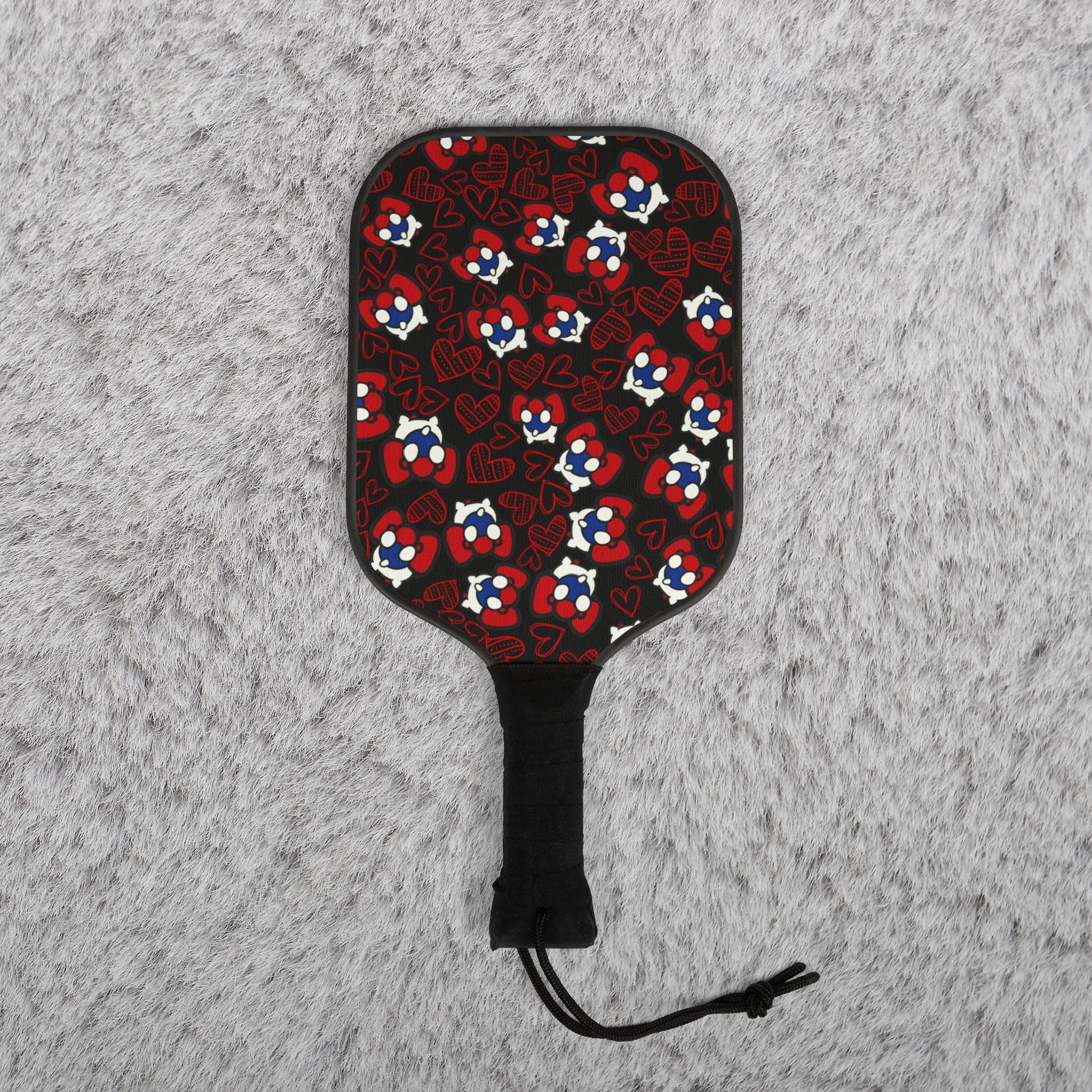 Pickleball kit (2 paddles + 2 balls + transparent bag) cherry kitty back heart black