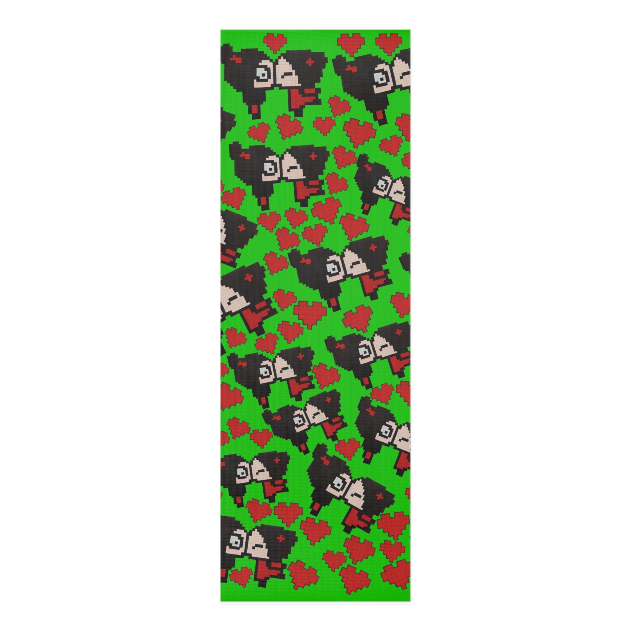 Foam yoga mat pixel pucca kiss heart green