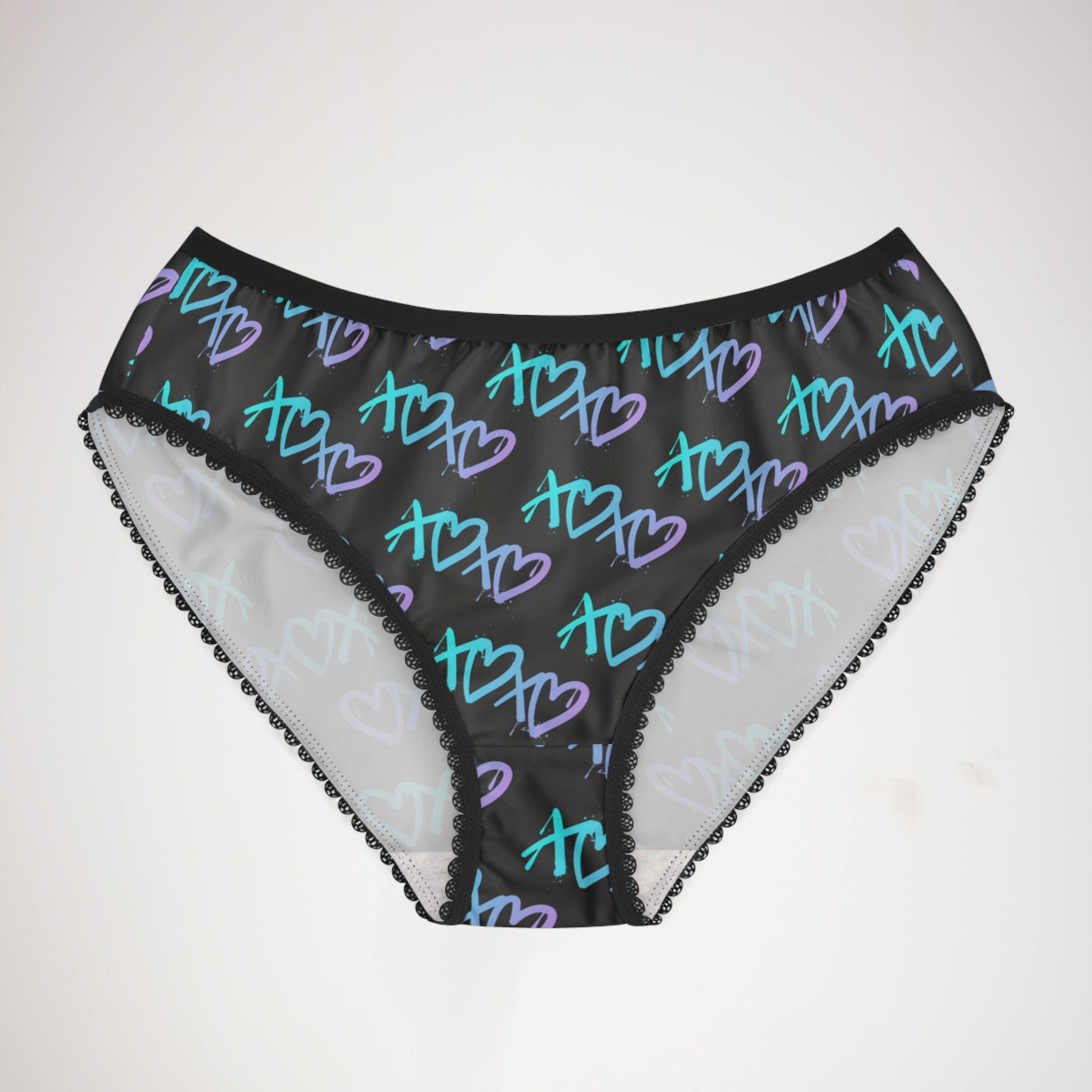 Women's briefs graffiti x o heart black