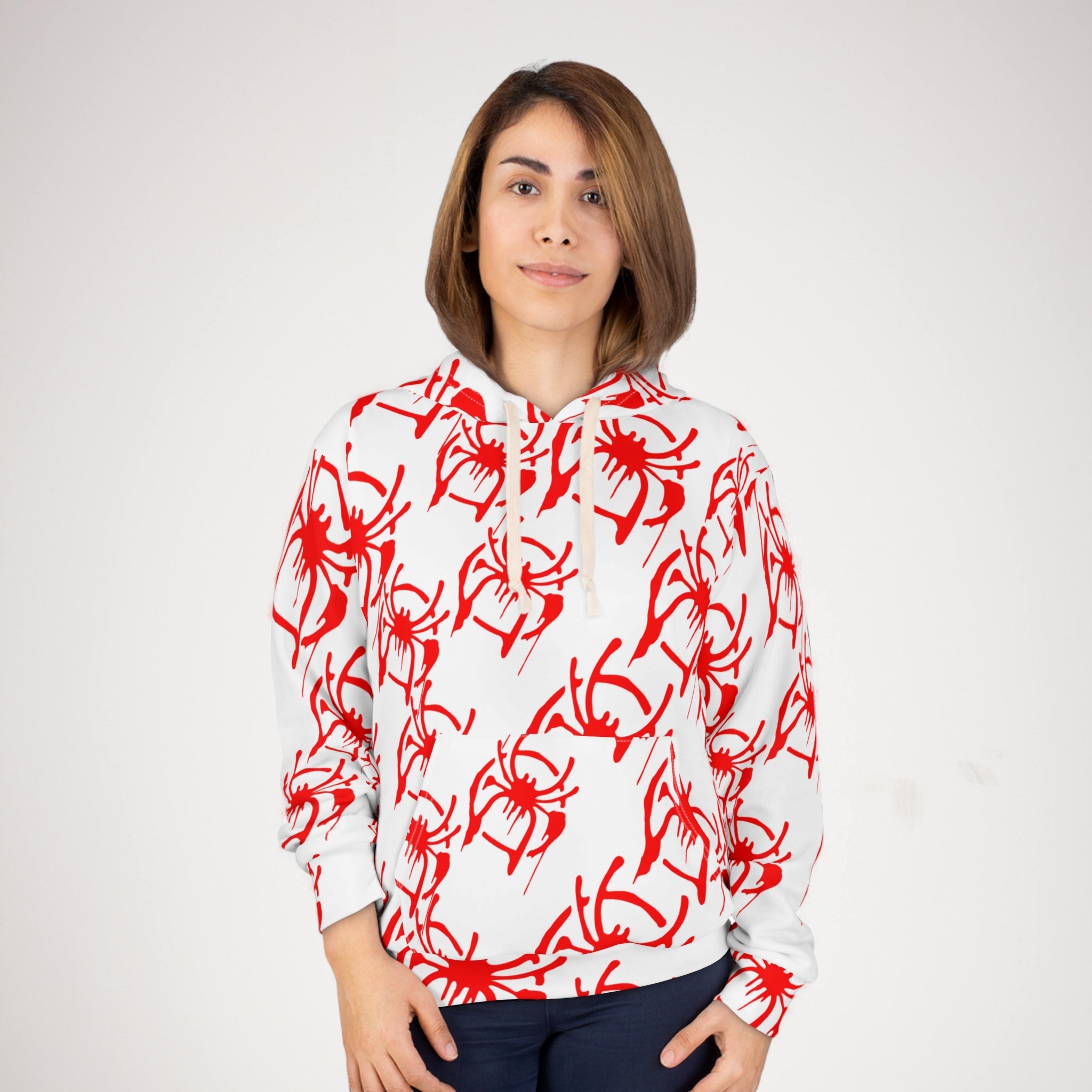 Unisex pullover hoodie only spider web white