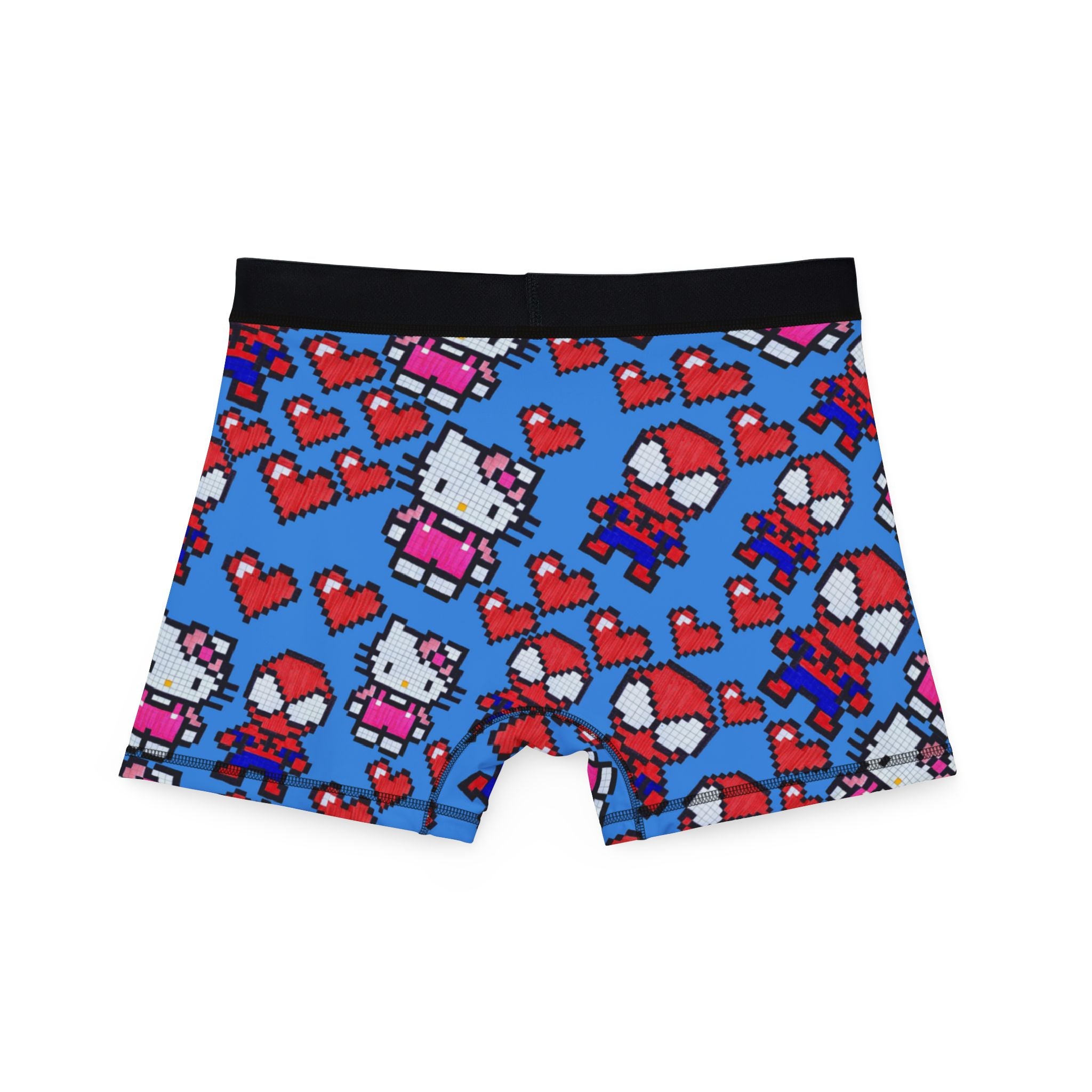 Men's boxers spider kitty pixel heart love valentine cyan