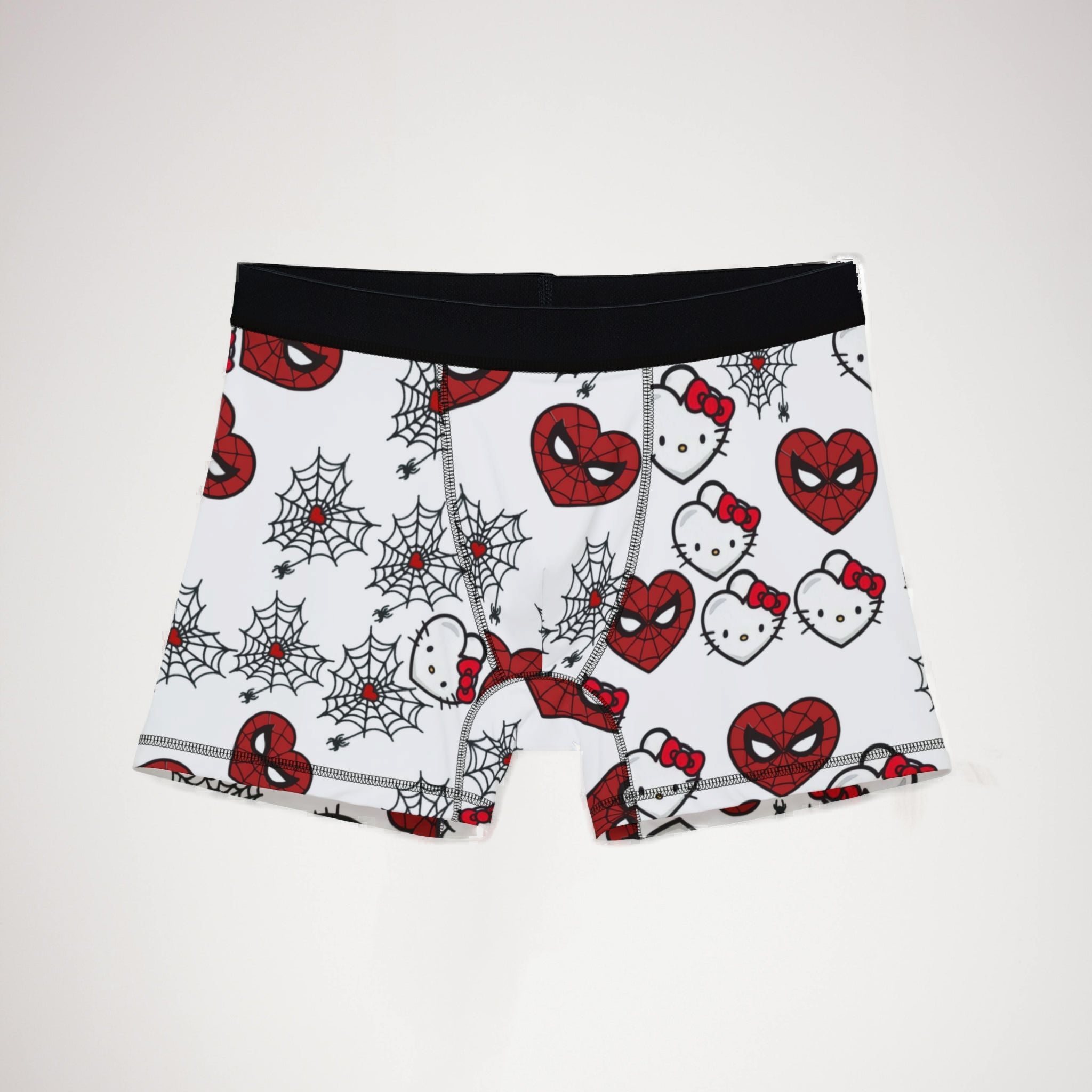 Men's boxers spider kitty heart web white