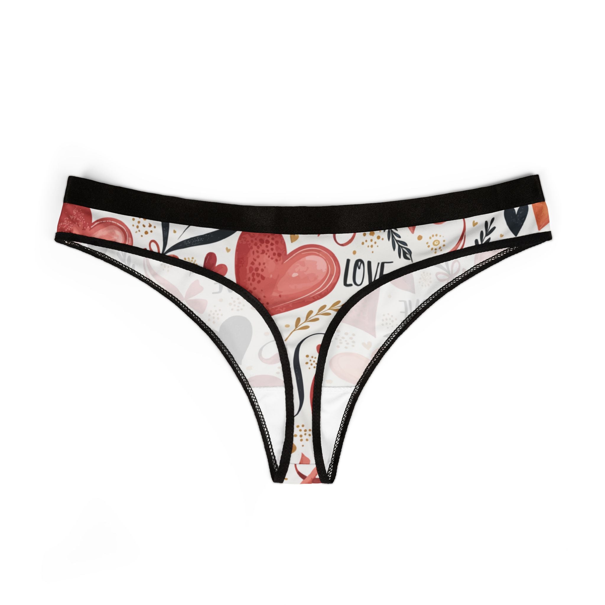 Women's thongs valentine heart retro one