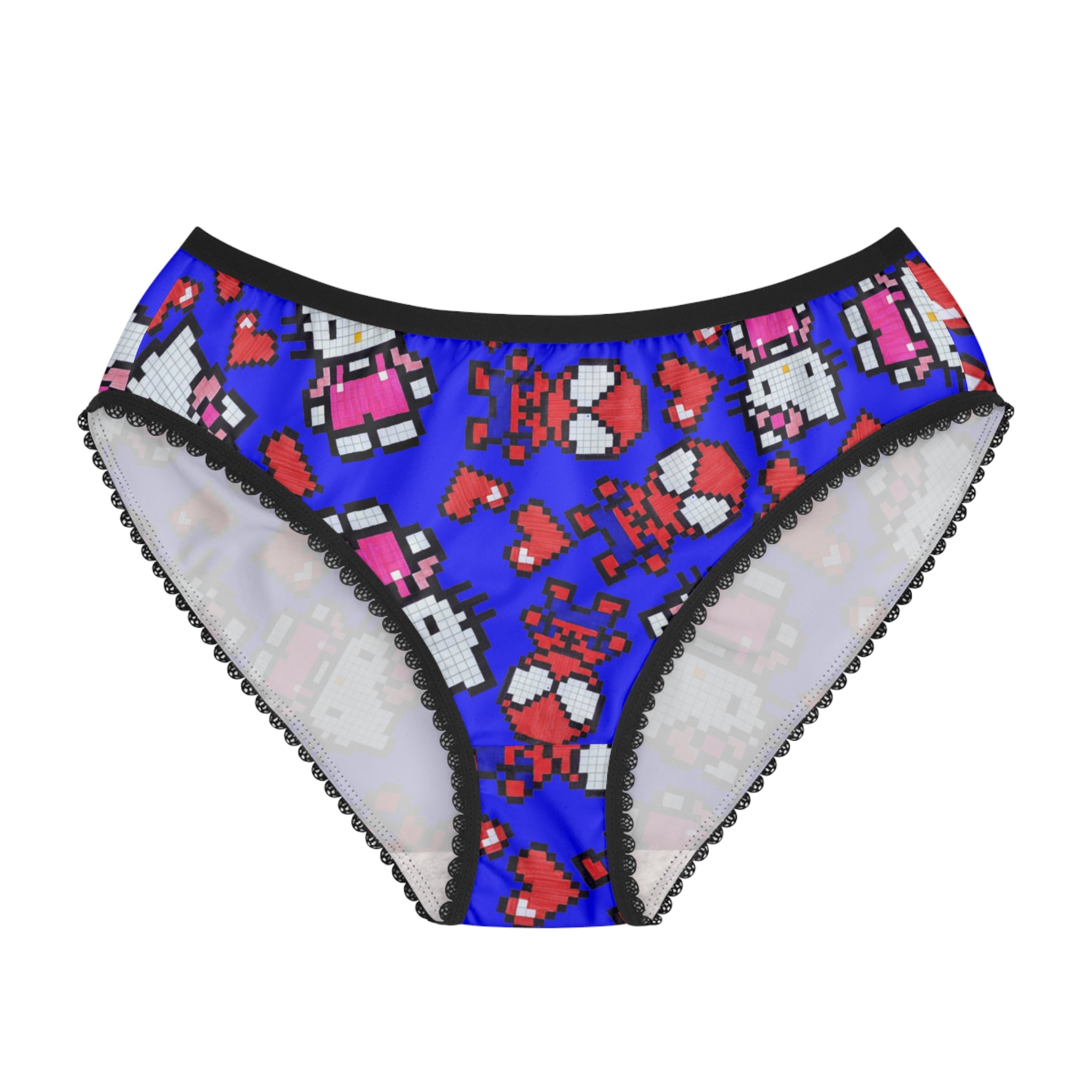 Women's briefs spider kitty pixel heart character love valentine blue