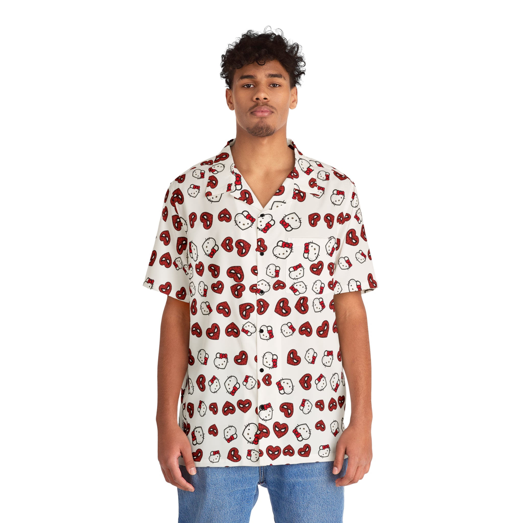 Valentine spider kitty men's Hawaiian Shirt