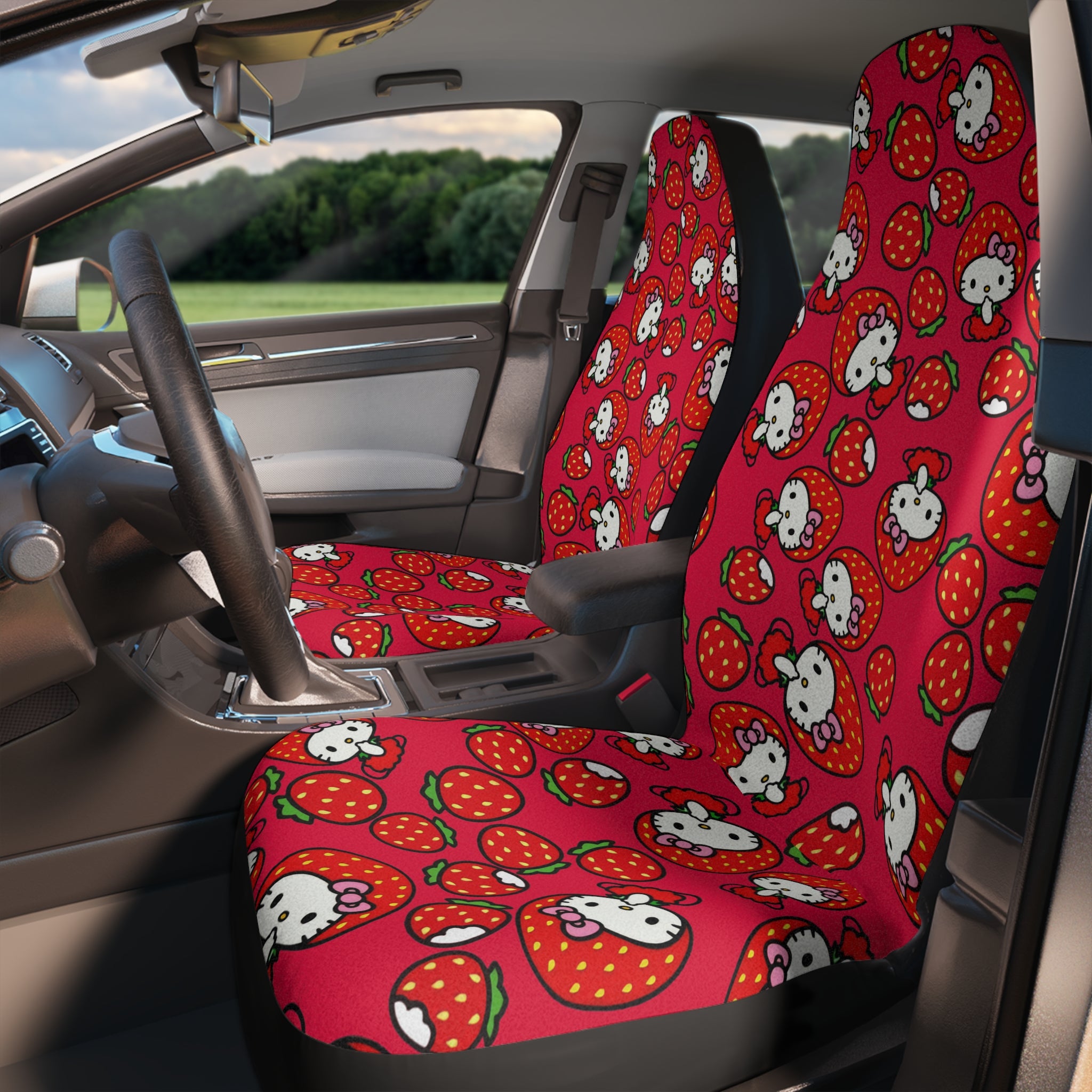 Car seat covers kitty strawberry valentine red