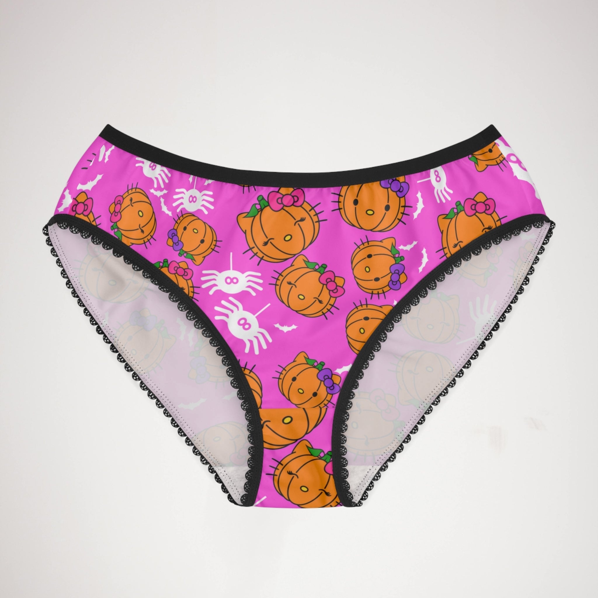 Women's briefs double pumpkin kitty Halloween pink