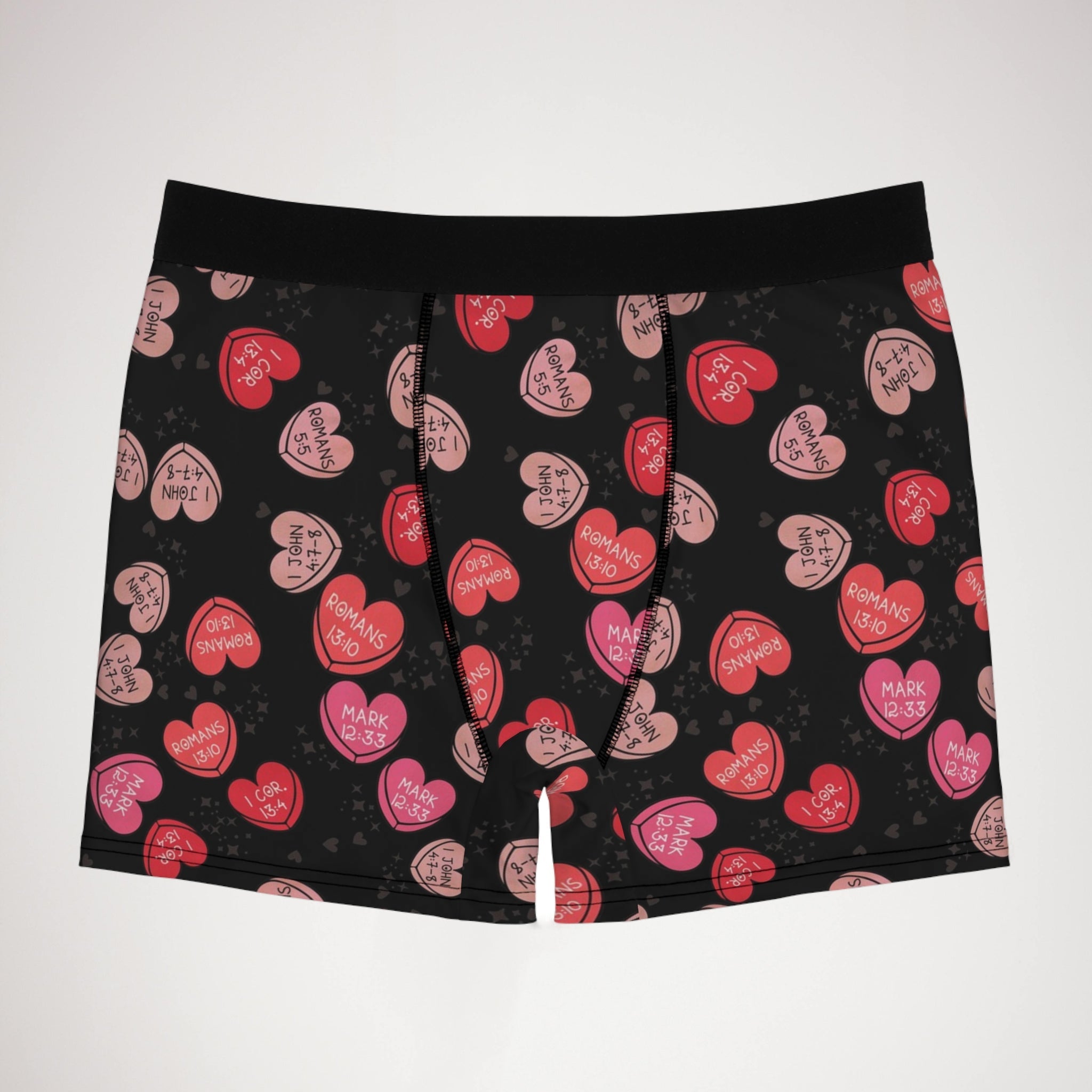 Men's boxer briefs christian valentine sweet hearts black