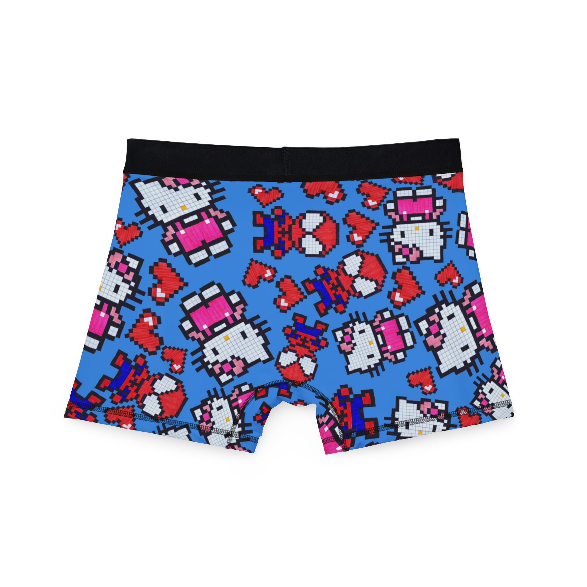 Men's boxers spider kitty pixel heart character love valentine cyan