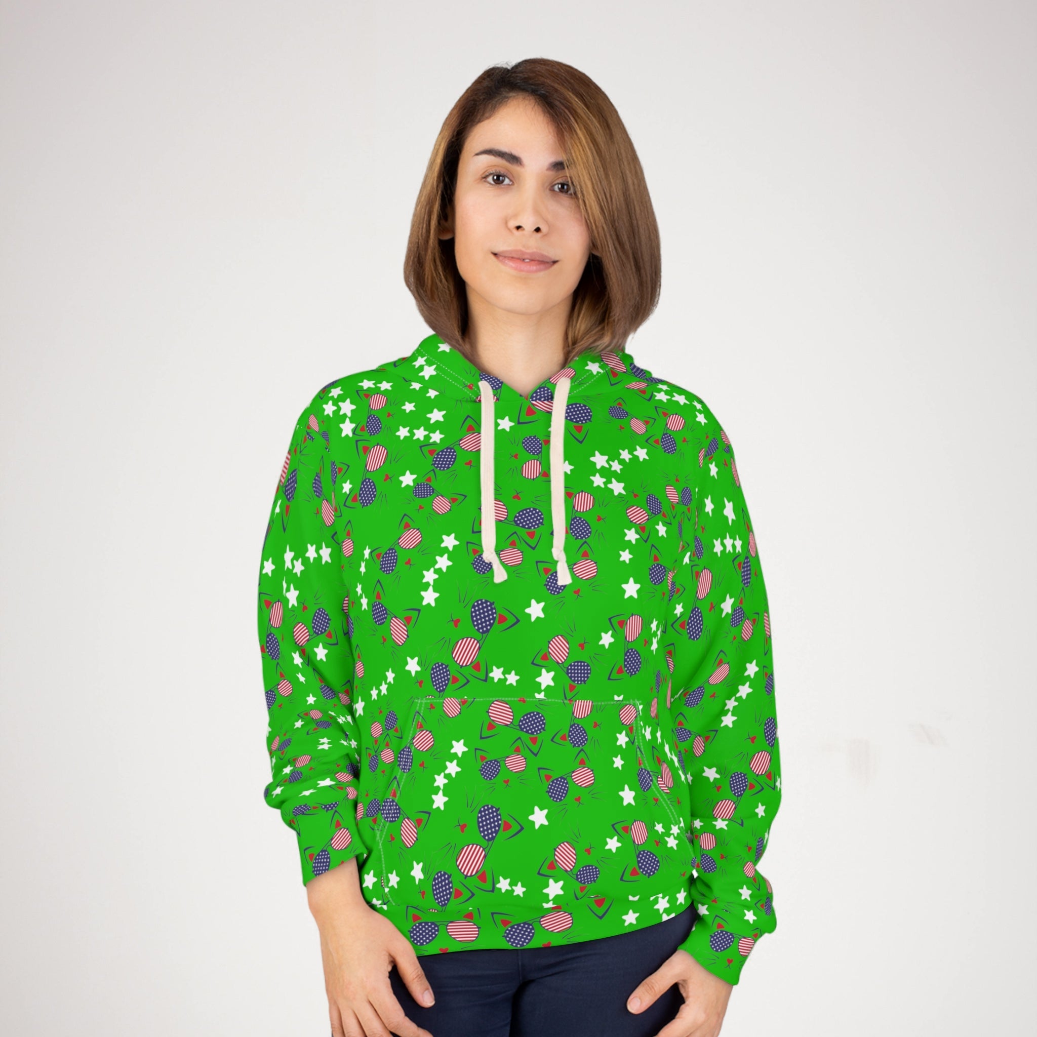 Unisex pullover hoodie Meowica  th july american independence day green