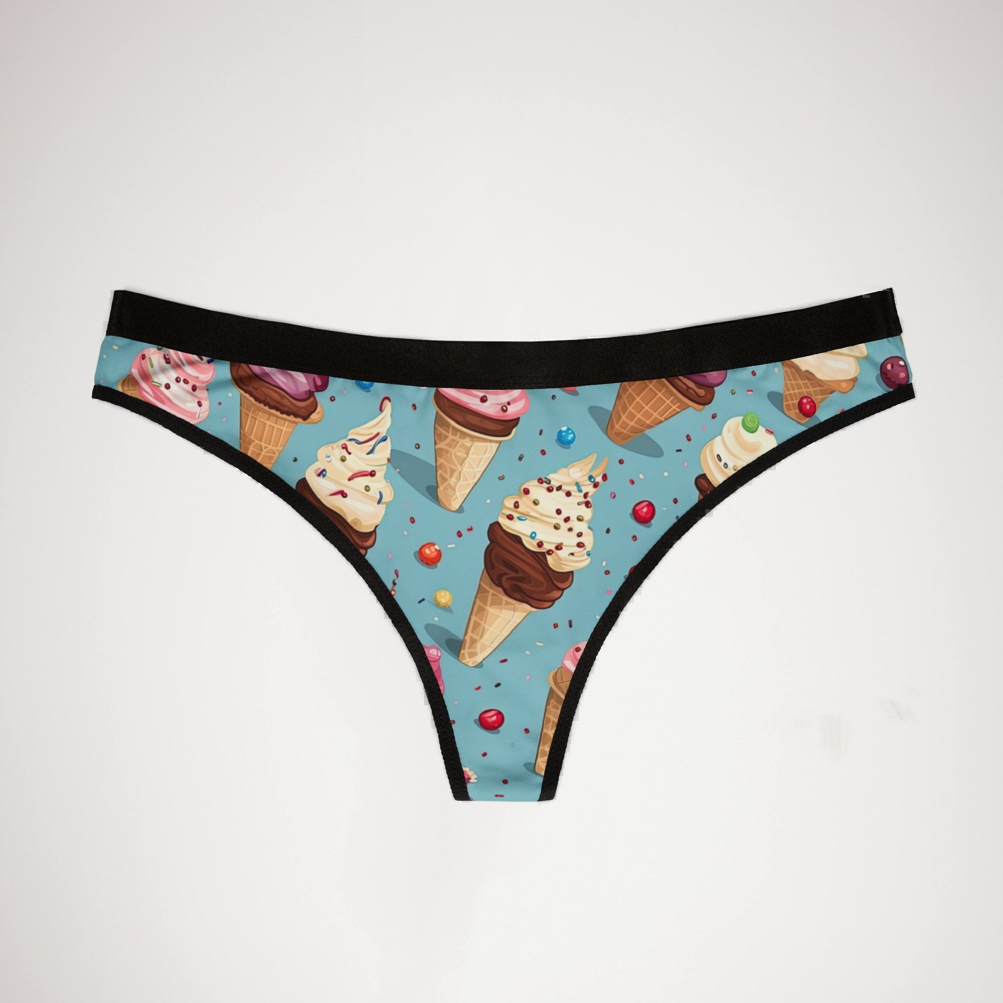 Women's thongs sprinkled ice cream