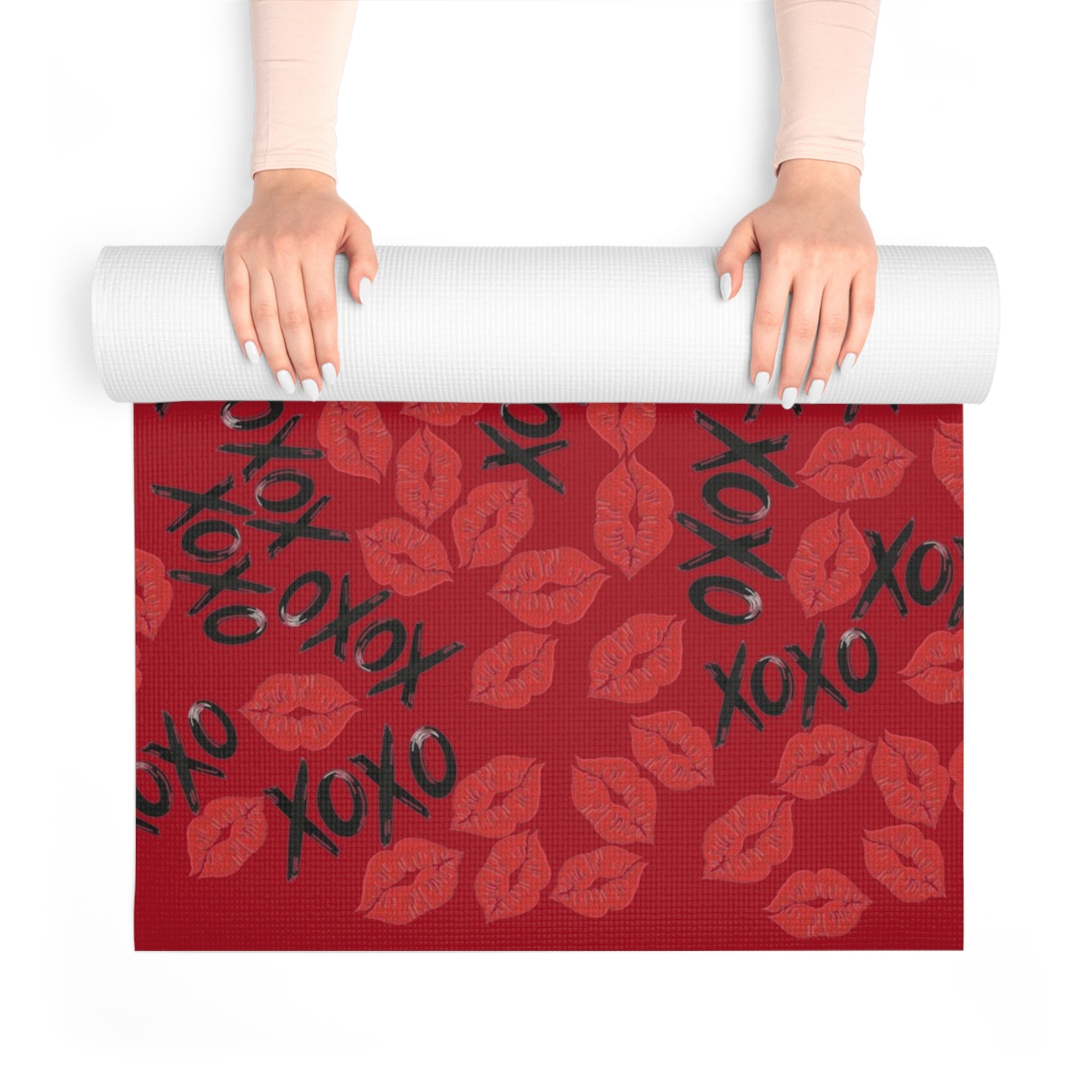 Foam yoga mat xoxo kiss valentine red