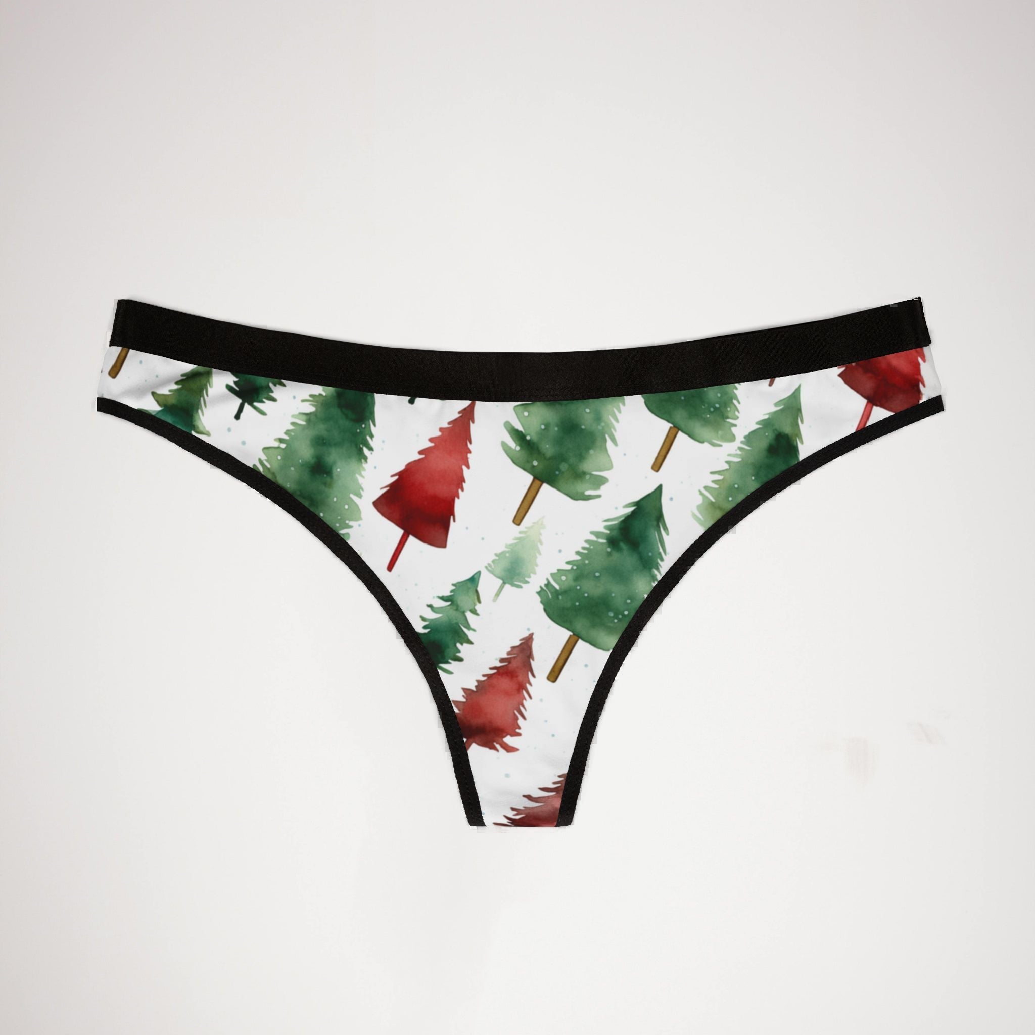 Women's thongs watercolor christmas one