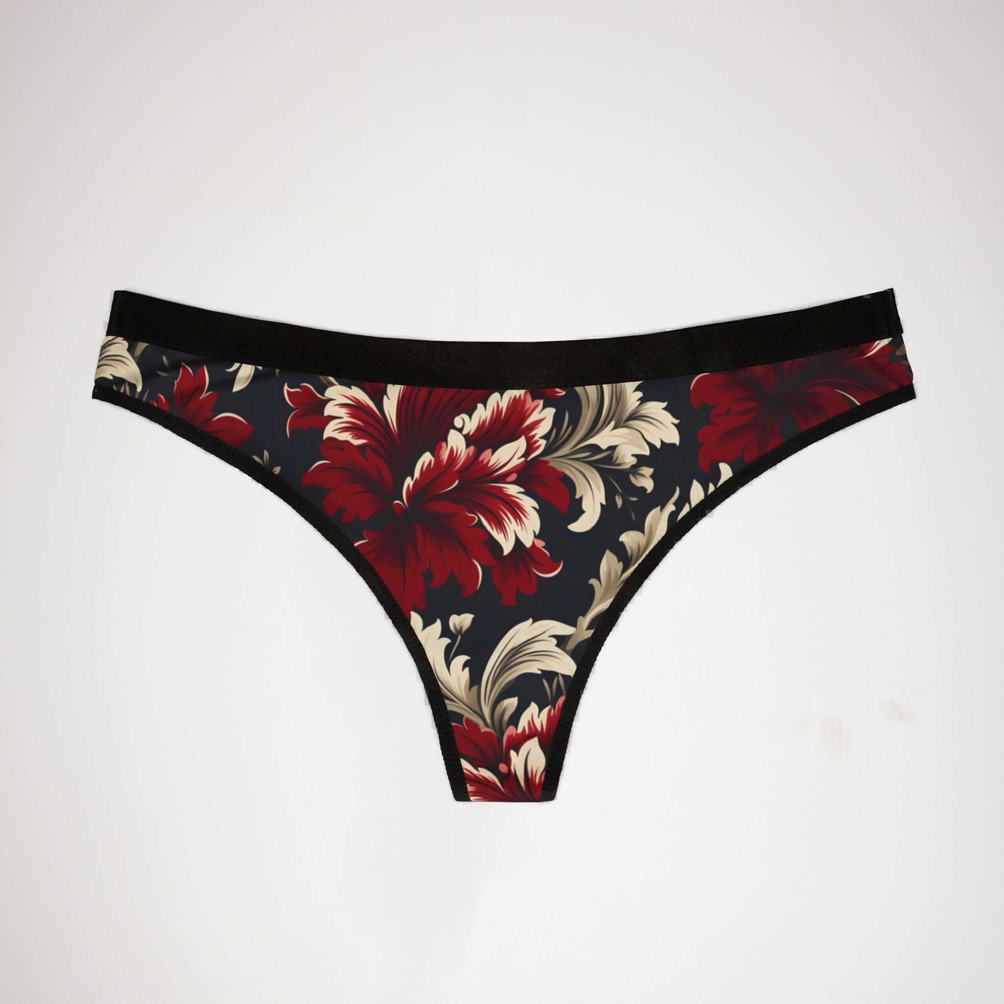 Women's thongs red damask