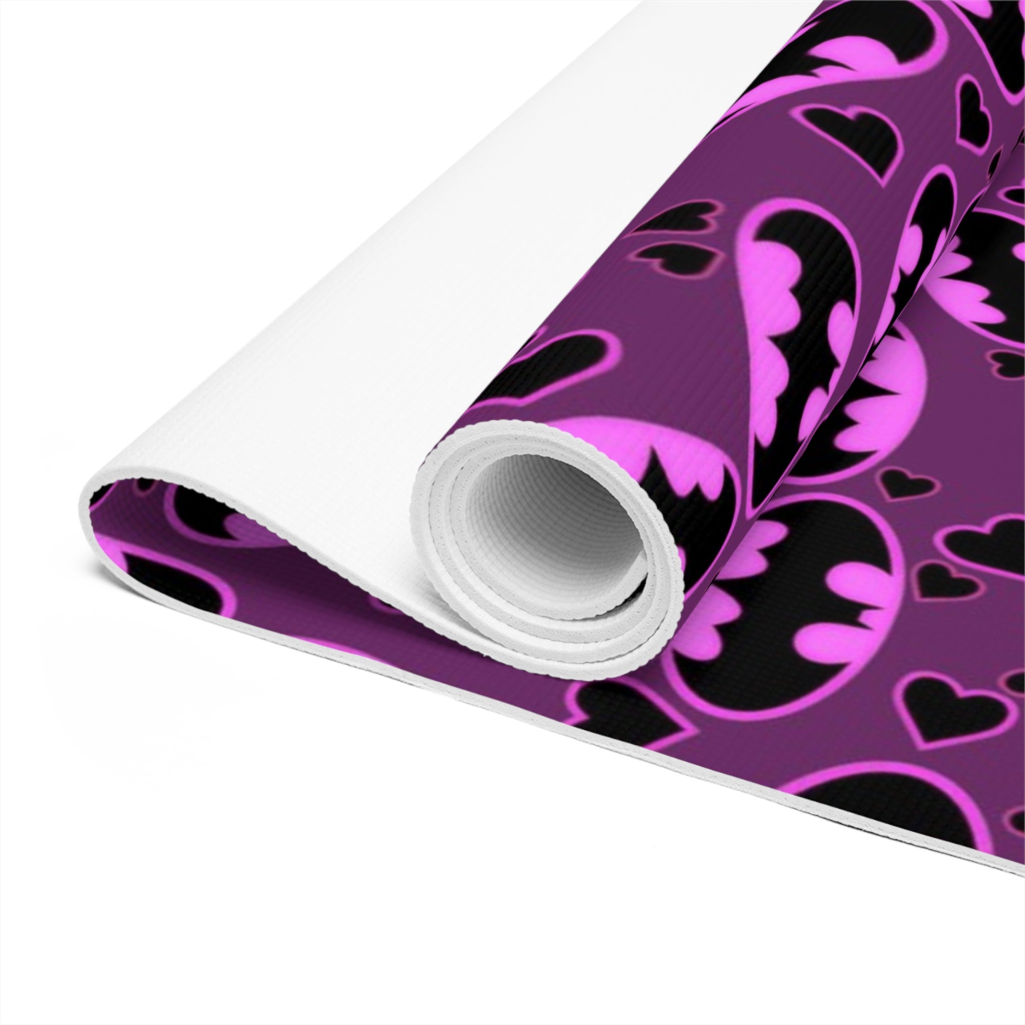 Foam yoga mat batman hearts valentine love purple