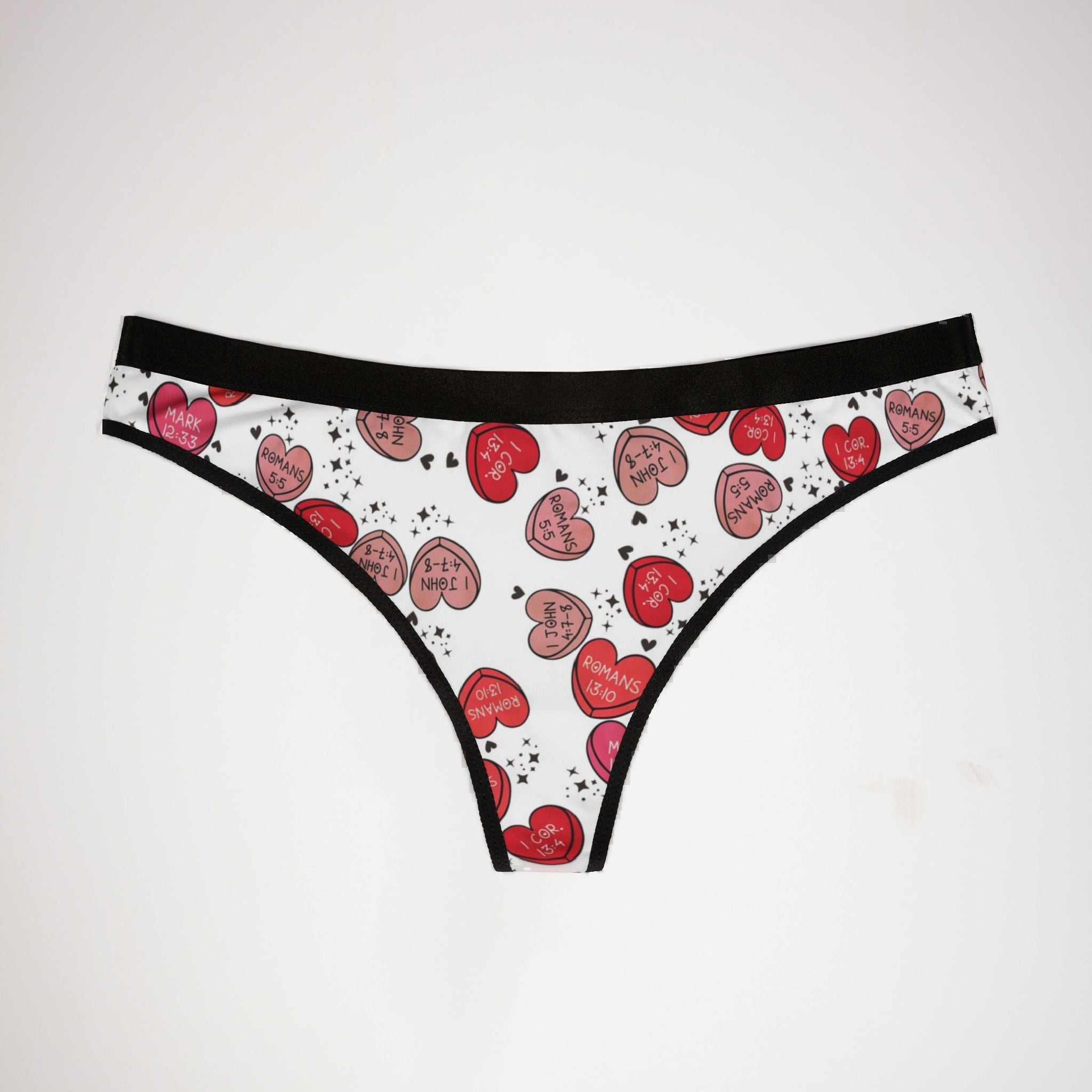 Women's thongs christian valentine sweet hearts white