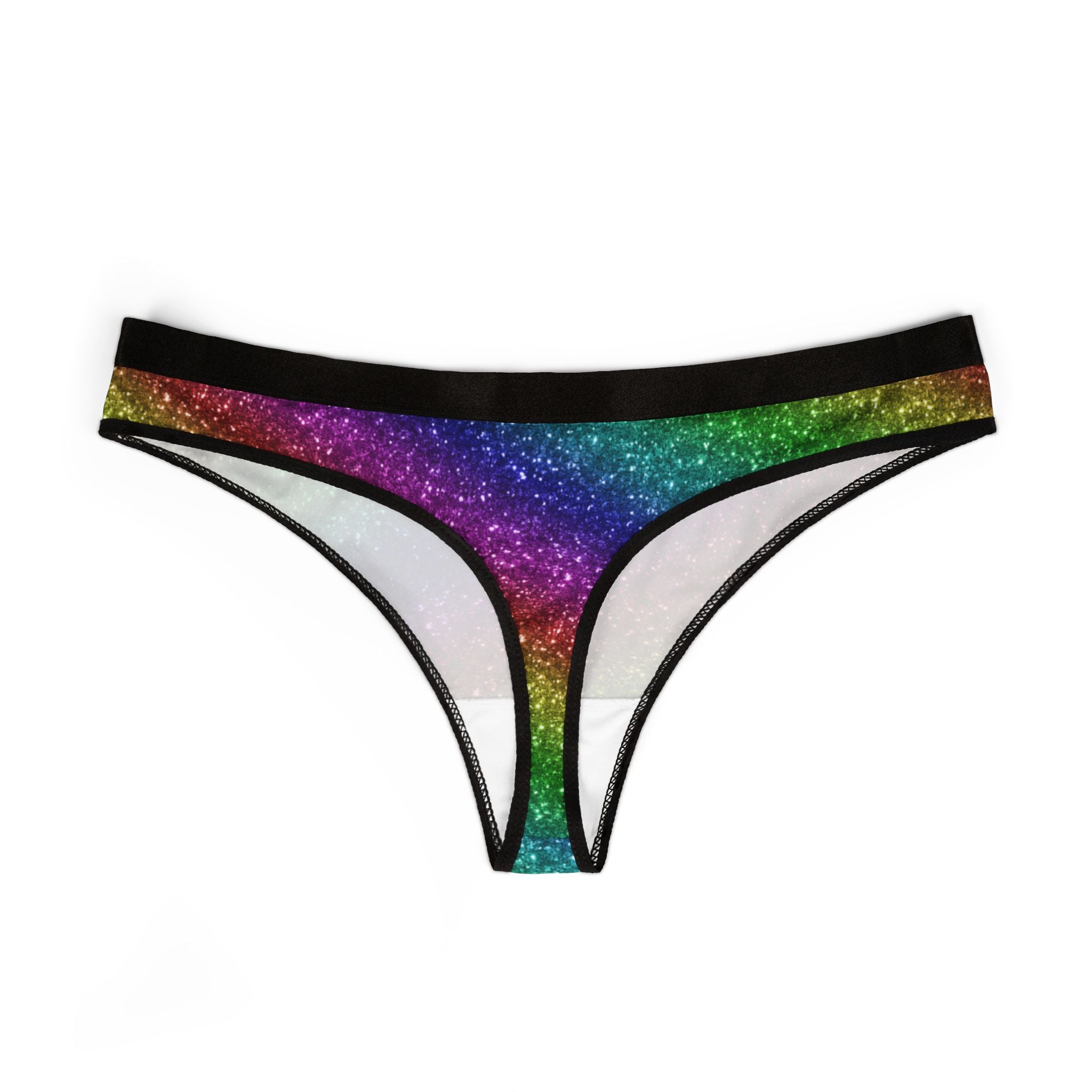 Women's thongs rainbow glitter
