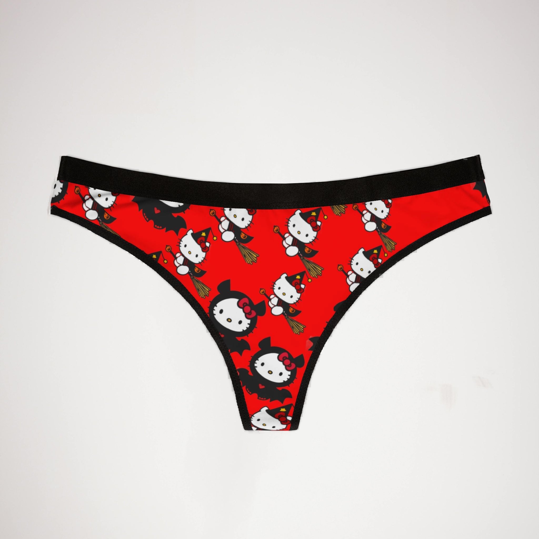 Women's thongs halloween kitty red