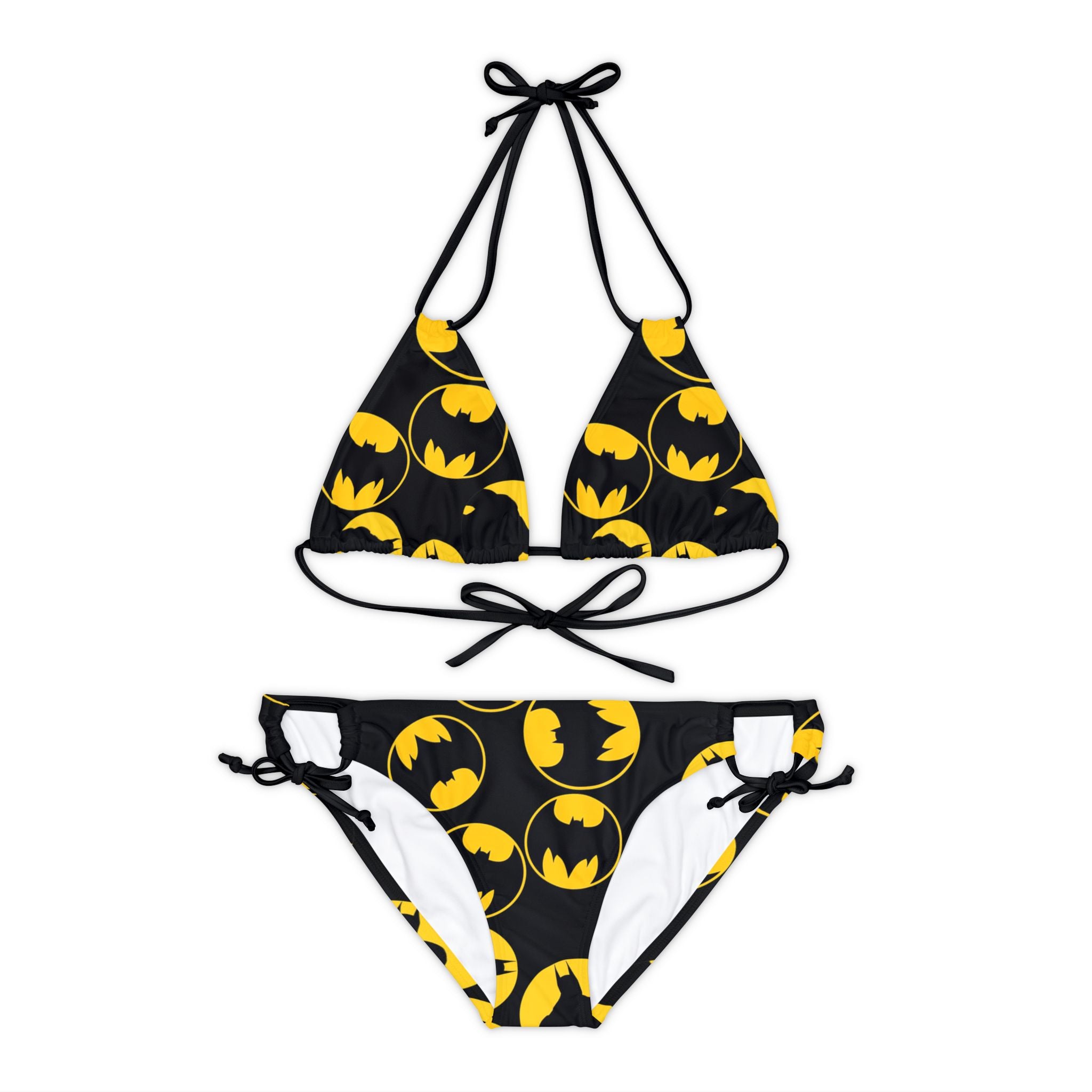 Strappy bikini set batman circle black