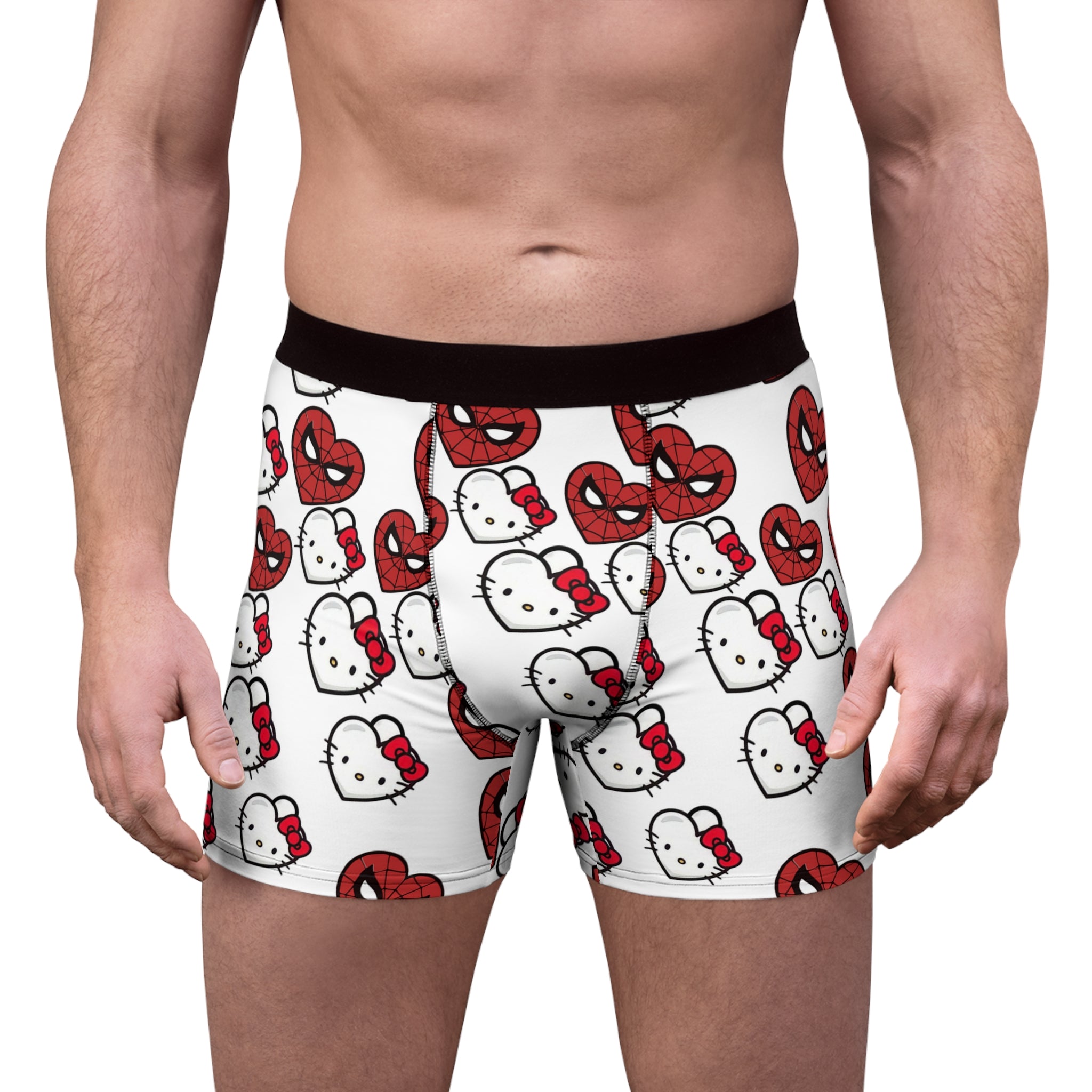 Men's boxer briefs kitty spider heart shape white